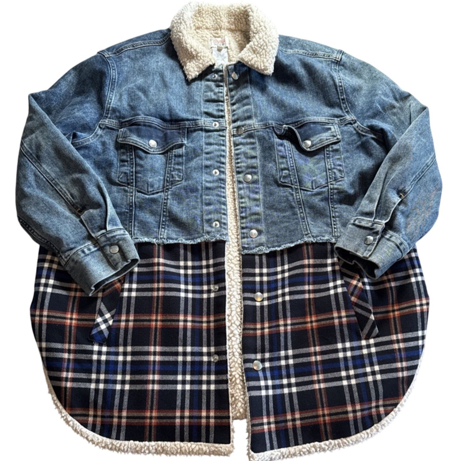 Paul & Joe Paul & Joe Sister Peterson Denim Flannel Shirt Faux Sherling Size L / US 10 / IT 46 - 2 Thumbnail