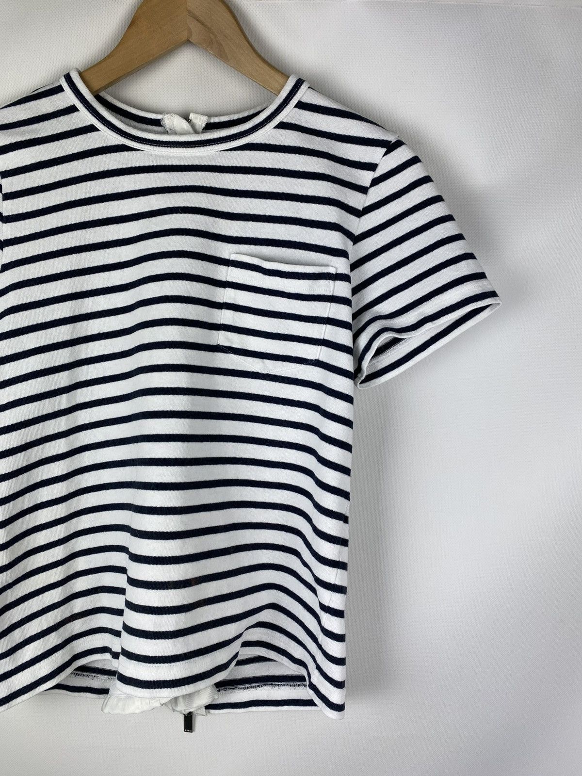 Japanese Brand × Sacai Sacai ladies striped back zip chest pocket t shirt size 3 Size L / US 10 / IT 46 - 3 Thumbnail
