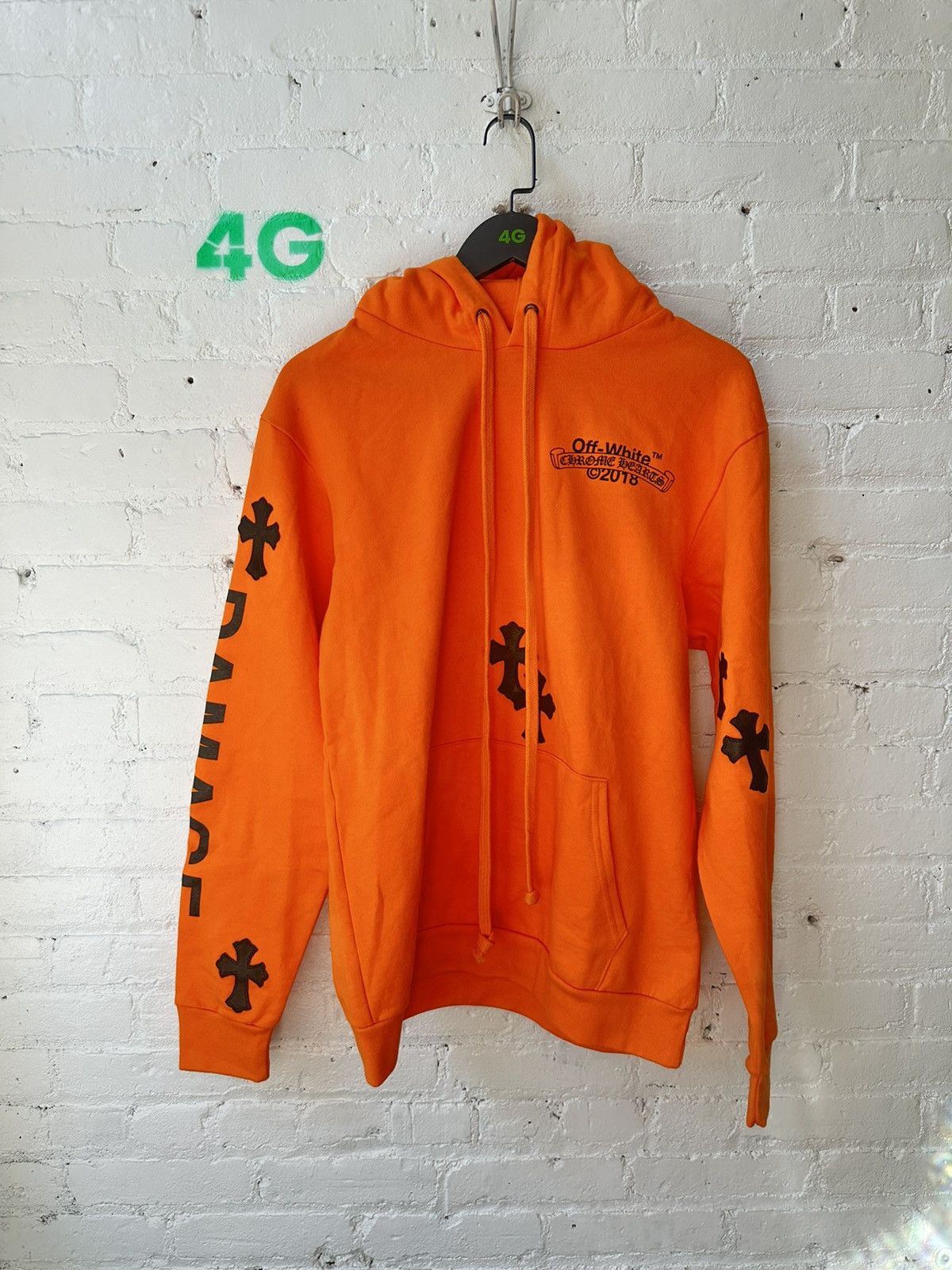 Off-White Chrome Hearts パーカー 2018 Lサイズ OFF-WHITE x Chrome Hearts 2018 Hoodie Orange/Black Men's - US