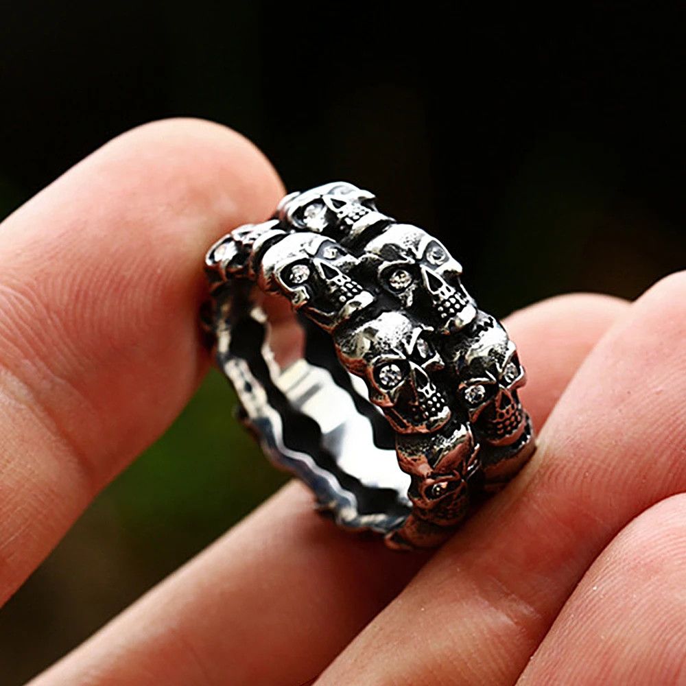 Jewelry Crystal Stone Skull Ring Size ONE SIZE - 3 Thumbnail