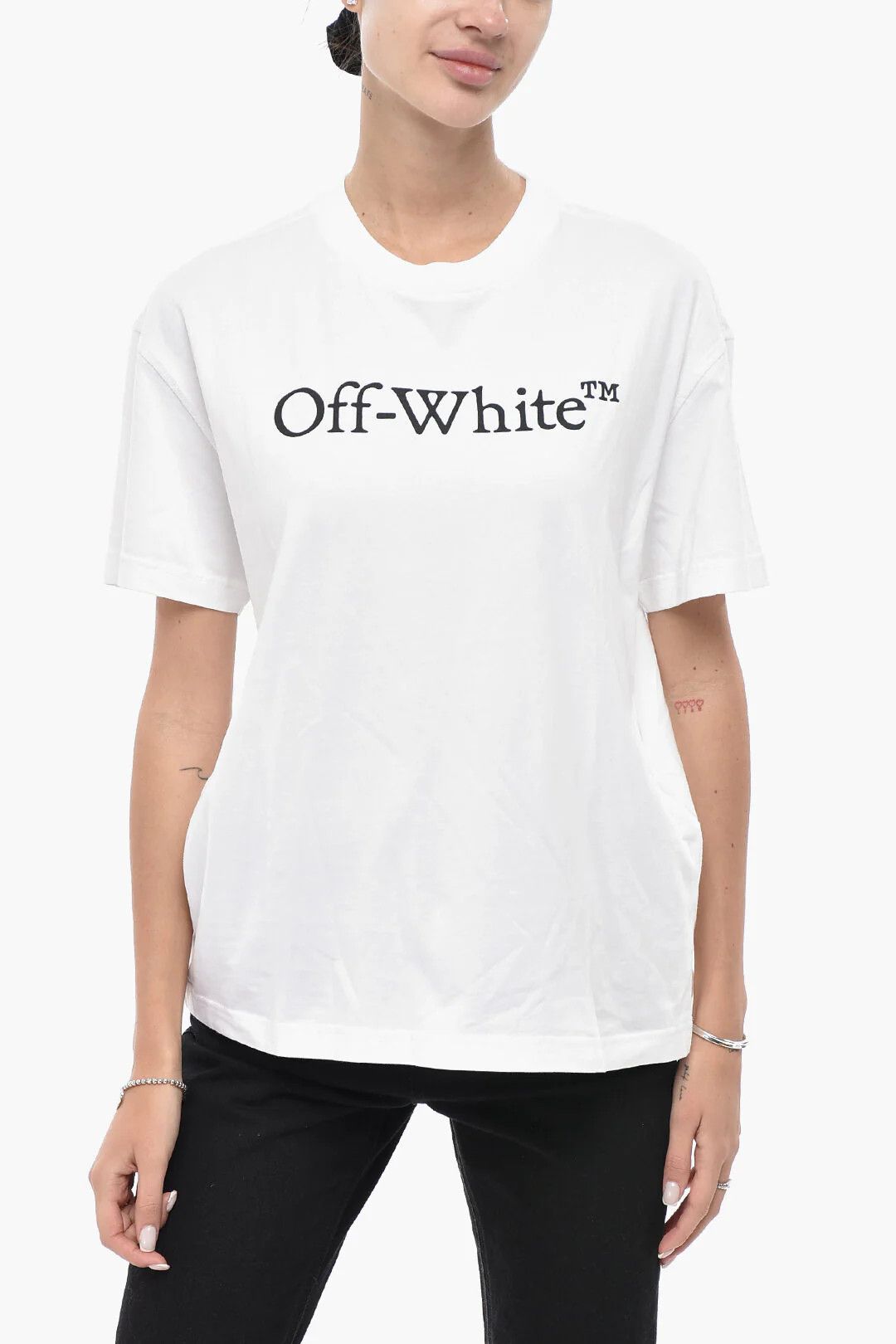 Off-White og1mm0426 Cotton Crewneck T-Shirt in White Size XXS / US 00 / IT 34 - 1 Thumbnail