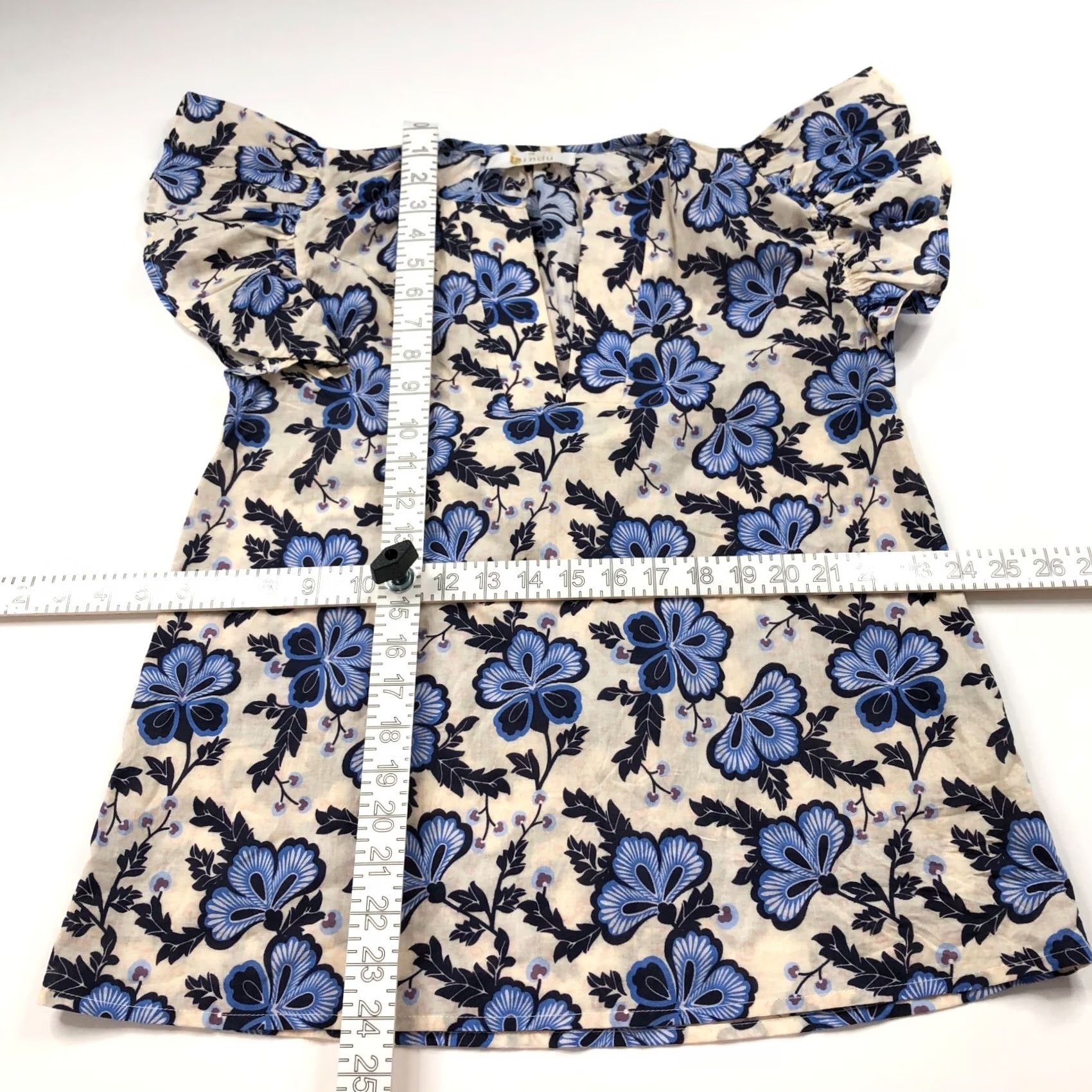 Vintage Indu XS Cotton Womens Pullover Top Blouse All Over Print 2 Pc Set Blue Size XS / US 0-2 / IT 36-38 - 3 Thumbnail