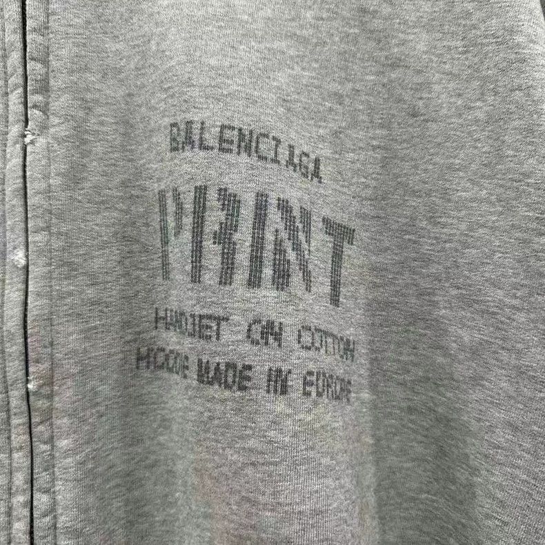 Balenciaga Balenciaga Printed Grey Destroyed Zipper Hoodie Size US M / EU 48-50 / 2 - 3 Thumbnail