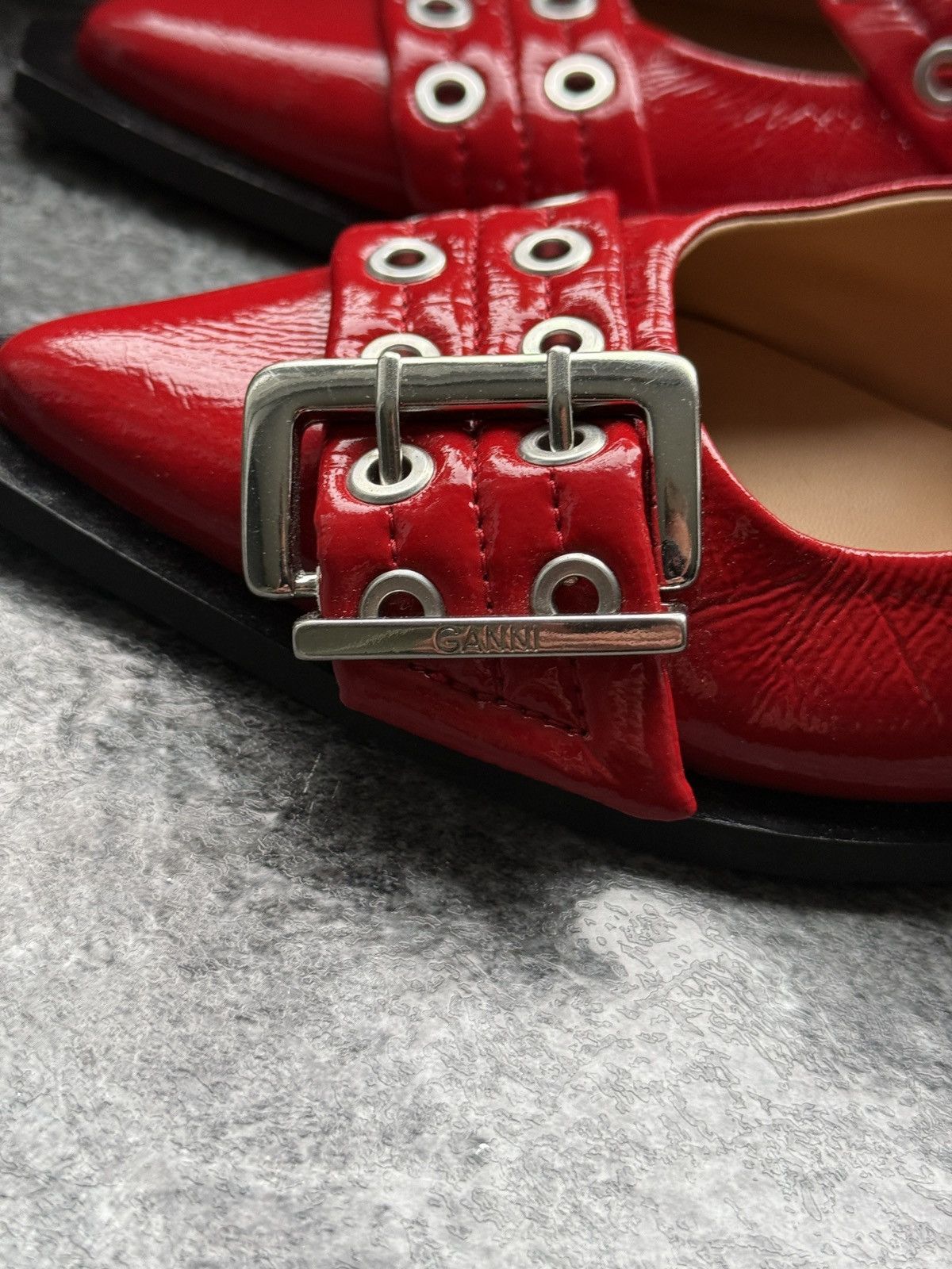 Ganni Red Feminine Buckle Ballerinas 38 Size US 7 / IT 37 - 6 Thumbnail