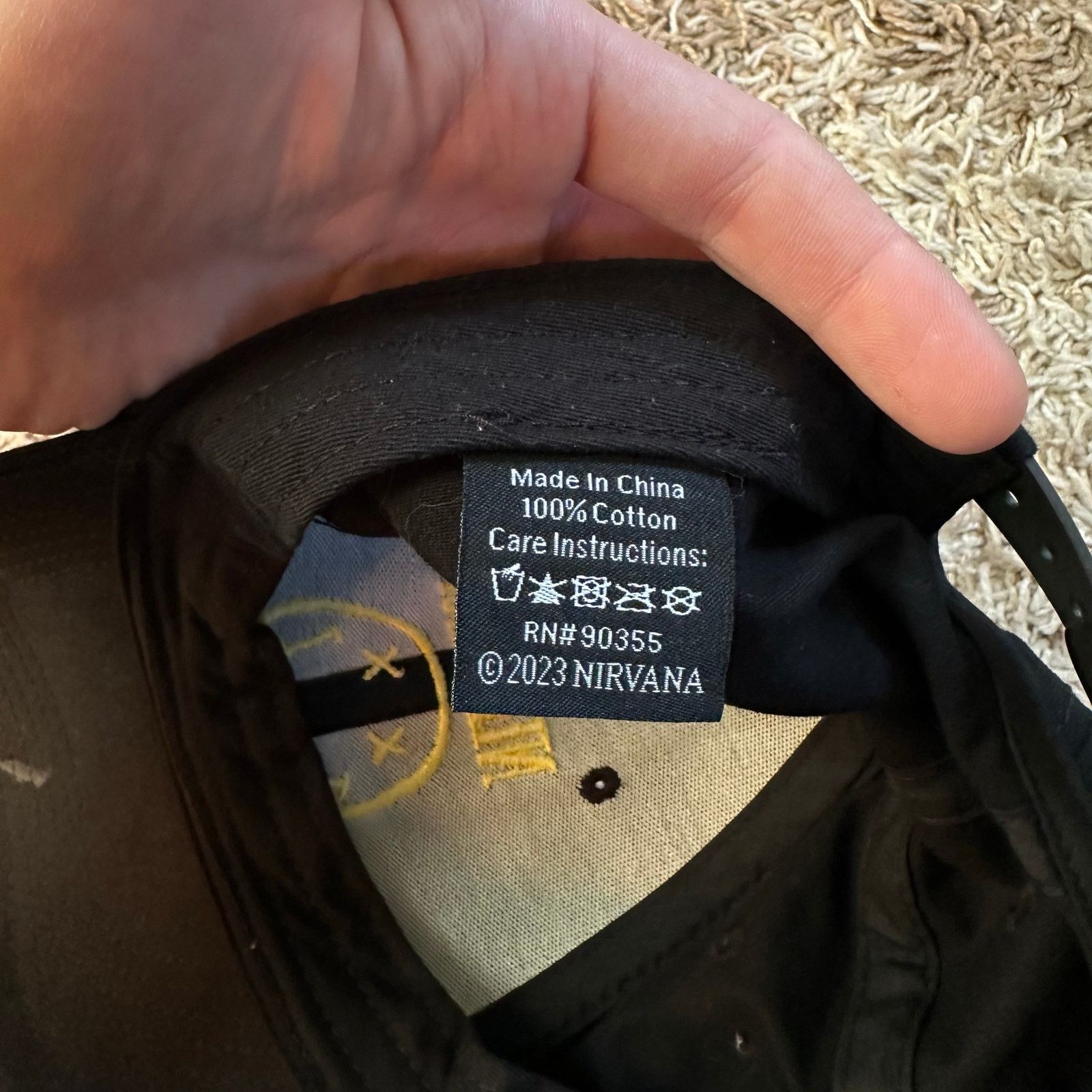 Nirvana Nirvana Baseball Cap Black Smiley Face Logo Licensed Rock Size ONE SIZE - 4 Thumbnail
