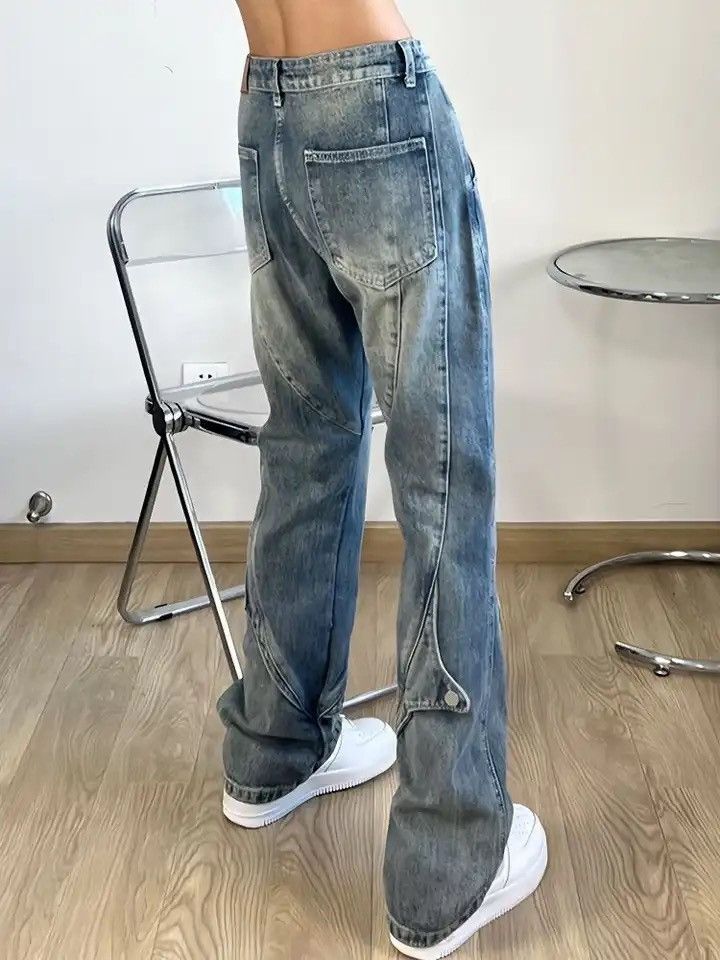Denime × Vintage Light Blue Flared Male Cowboy Pants Straight Jeans Size US 31 - 4 Thumbnail