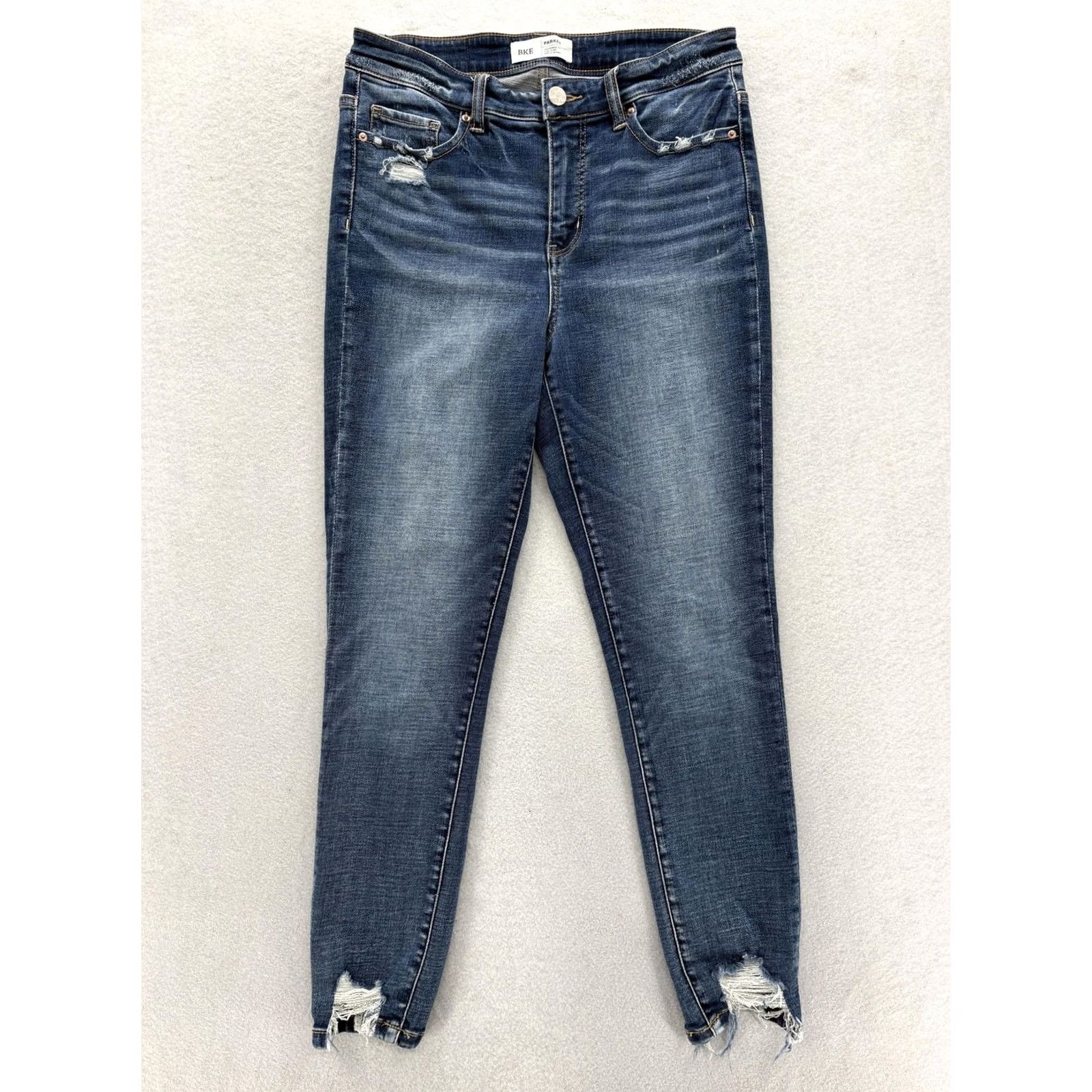 Vintage Buckle Parker High Rise Ankle Skinny Jeans Womens 27 Blue Distressed Raw Hem Distressed Pockets Stretch Jeans Womens 27 Blue Size 27" / US 4 / IT 40 - 2 Thumbnail