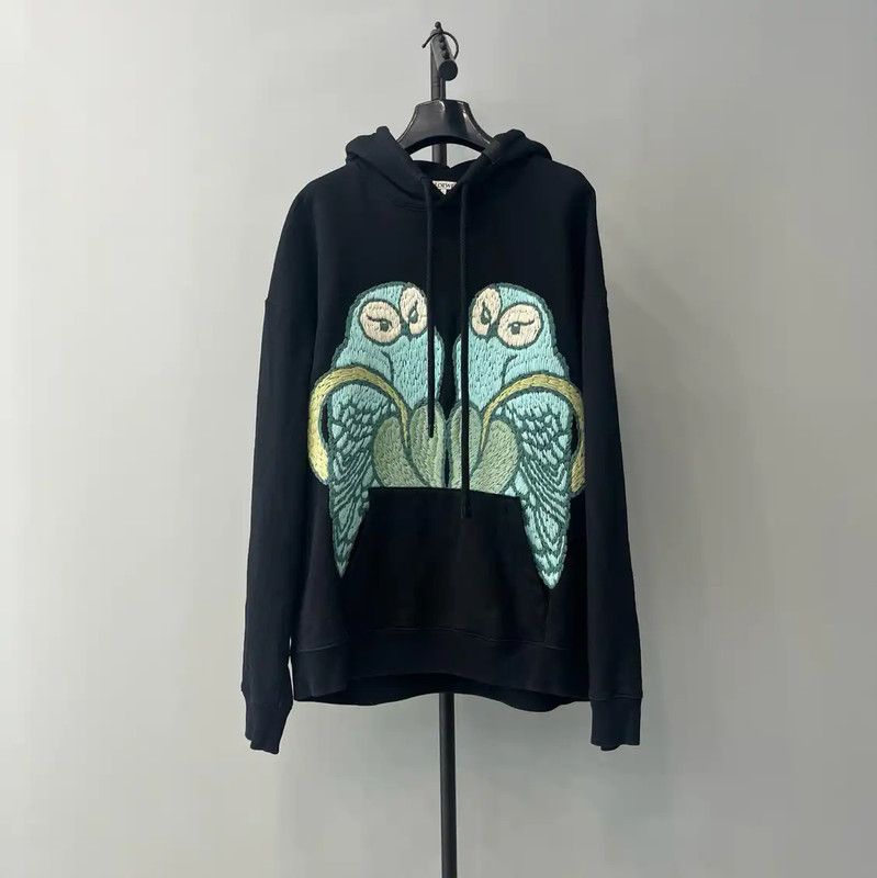 Loewe Loewe Black Cotton Long Sleeve Hoodie 0089 Size L / US 10 / IT 46 - 1 Thumbnail