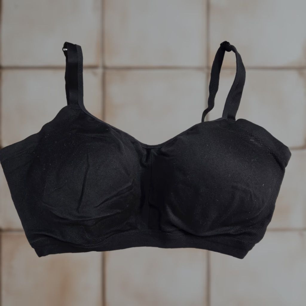 Vintage Warner's Wireless T-Shirt Bra XL Black Women Lightly Lined Adjustable Straps