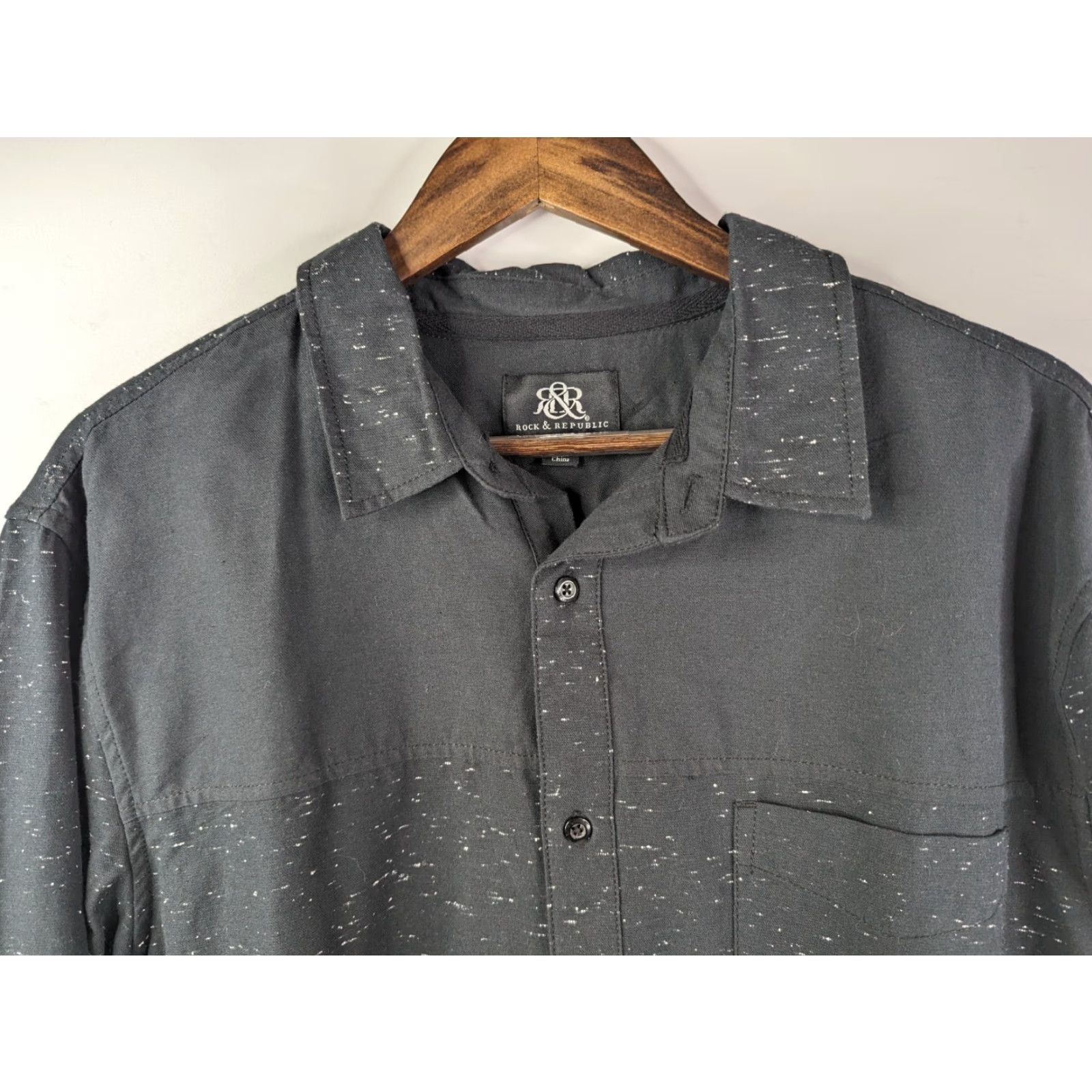 Vintage VINTAGE Rock & Republic Cotton Shirt Long Sleeve Black XL Men Button-Up Size US XL / EU 56 / 4 - 2 Thumbnail