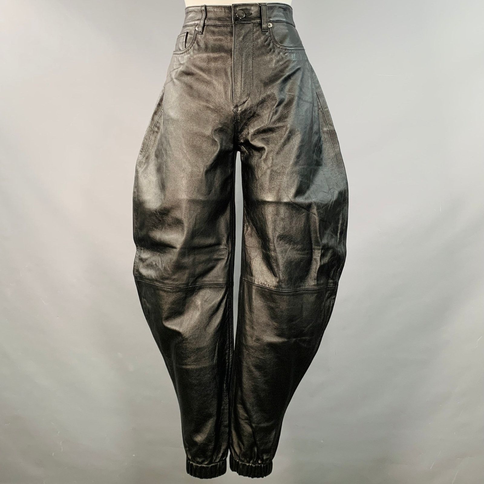 The Attico THE ATTICO Black Lambskin Leather High Waisted Casual Pants Size 27" / US 4 / IT 40 - 1 Thumbnail