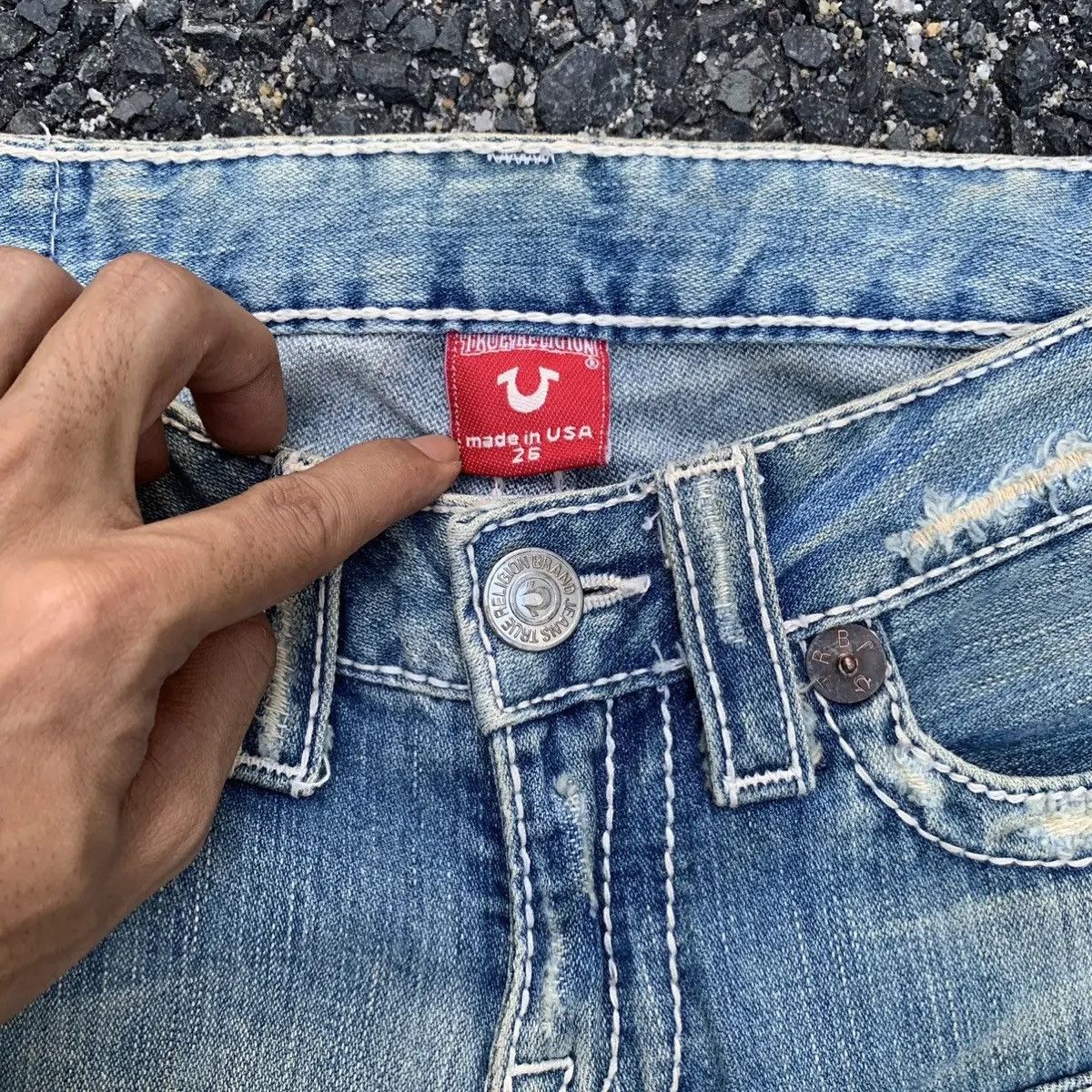 Vintage 💥 STEALS 💥 True Religion Jeans Patch Row Flare Denim Pants Size US 26 / EU 42 - 5 Thumbnail