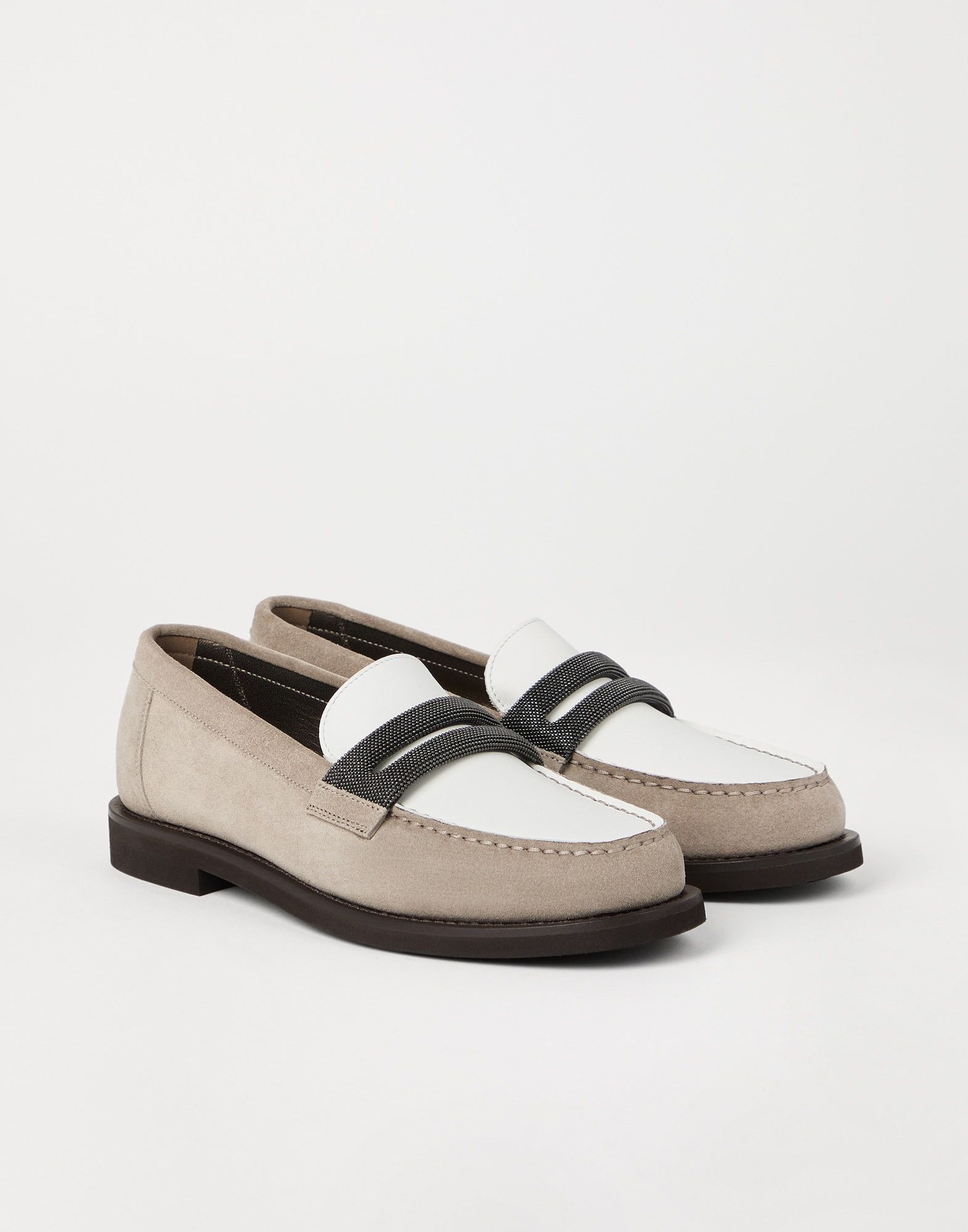 Brunello Cucinelli o1la1rc1a0326 Suede Penny Loafers in Multicolor Size US 7 / IT 37 - 3 Thumbnail
