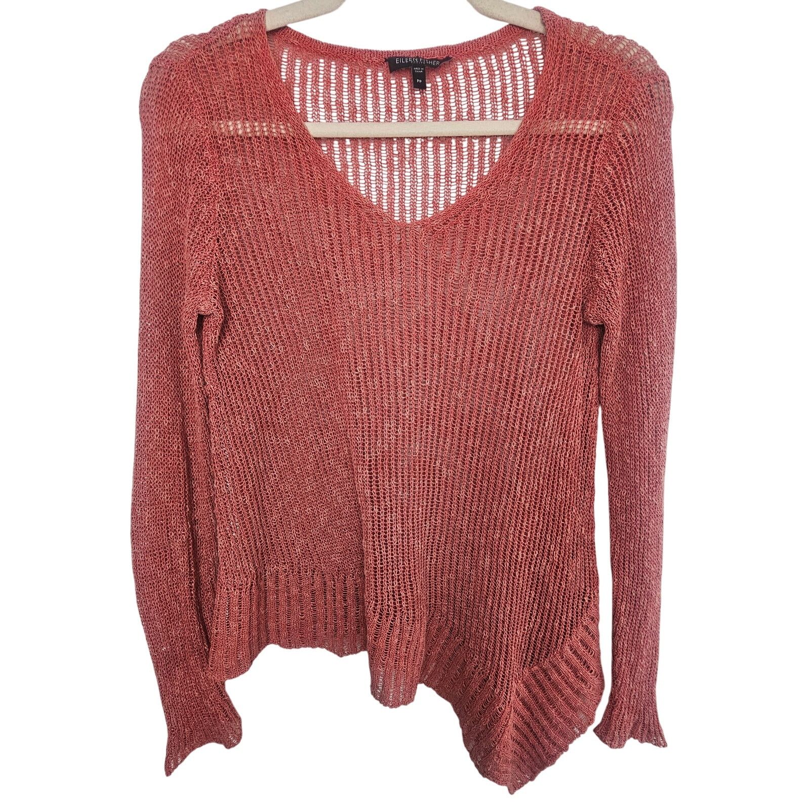 Eileen Fisher Eileen Fisher Open Knit Linen Cotton Sweater S Euro Summer Size S / US 4 / IT 40 - 1 Thumbnail