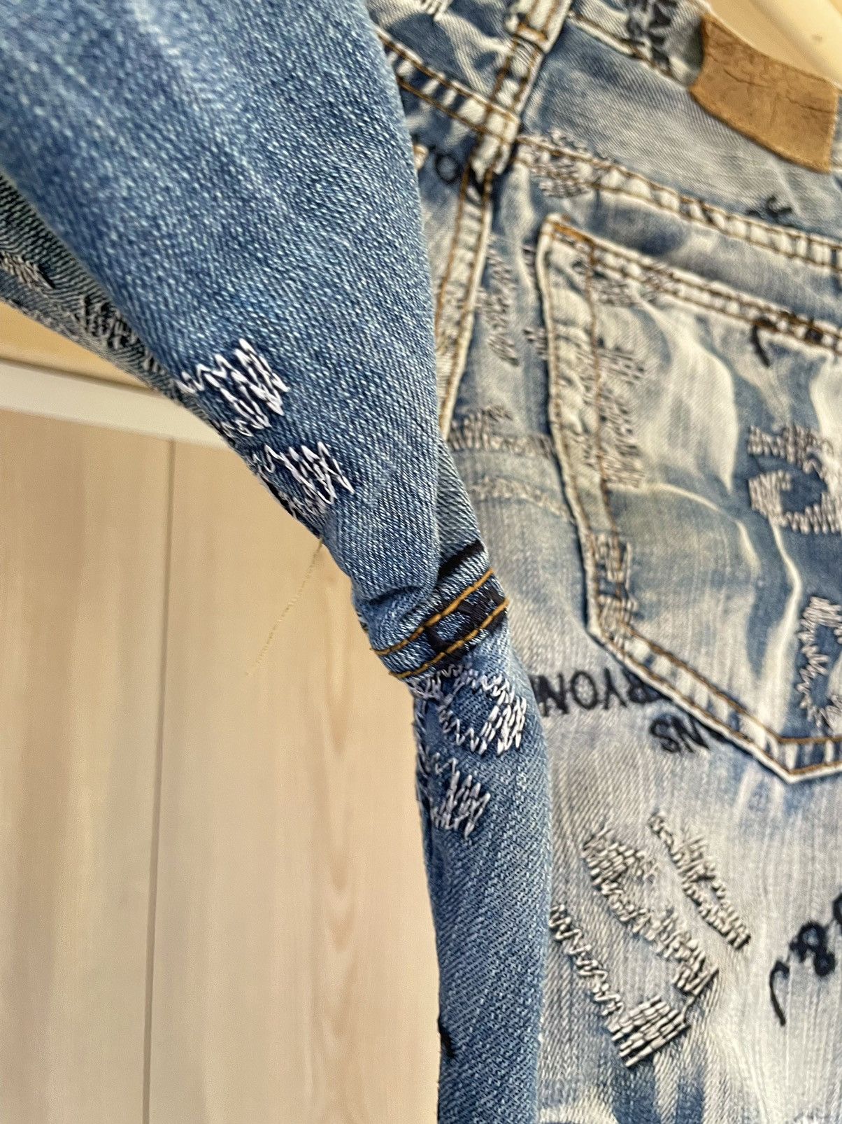Japanese Brand × Vintage Crazy Vintage Y2K Archive Avant Garde Blue Denim Jeans Size US 30 / EU 46 - 19 Thumbnail