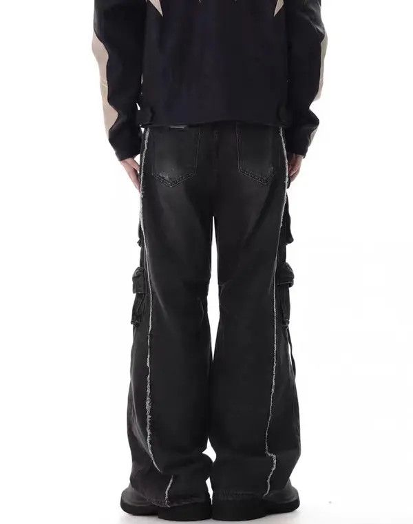 VIBE Retro heavy industry beggar ripped workwear wide leg jeans Size US 32 / EU 48 - 2 Thumbnail