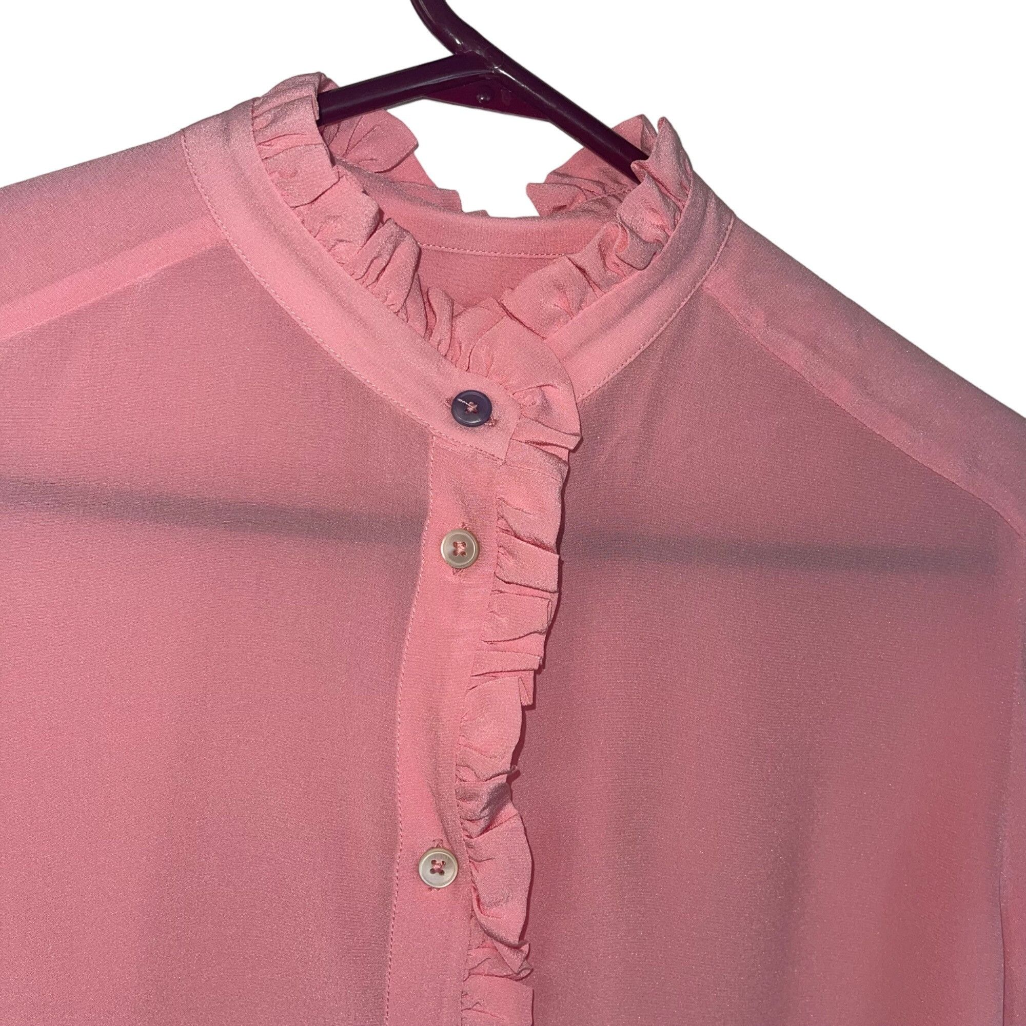 Paul Smith Paul Smith Womens Blouse Size 42 Pink Ruffle Trim Size M / US 6-8 / IT 42-44 - 5 Thumbnail