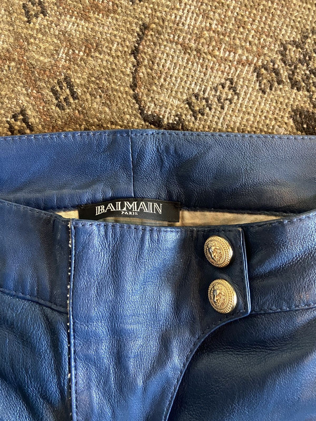 Balmain Balmain blue leather pants with gold hardware Size 25" / US 0 / IT 36 - 7 Thumbnail