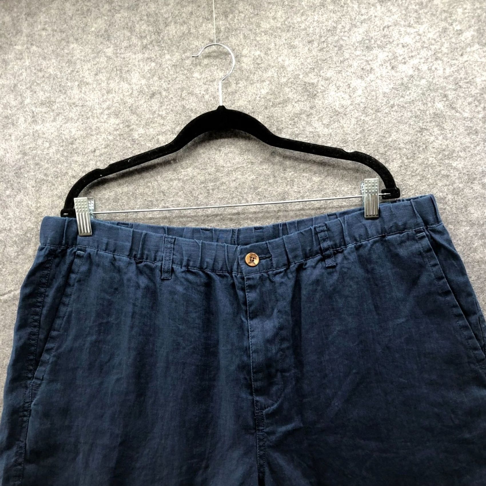 Tommy Bahama Tommy Bahama 100% Linen Shorts Mens 1XLB Navy Blue 10" Flat Front Comfort Waist Big & Tall Boys? Size US 36 / EU 52 - 3 Thumbnail