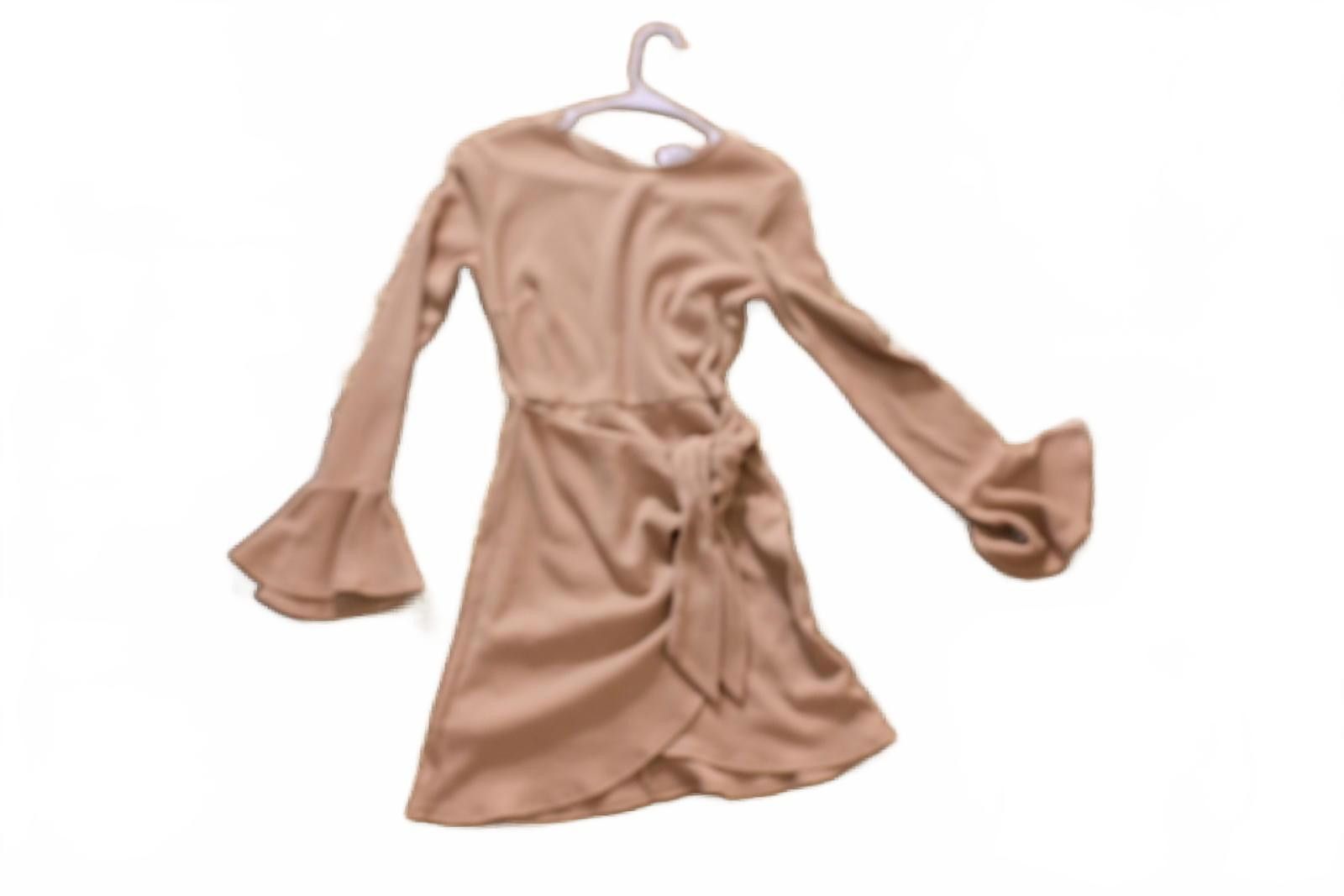 Other Hello Molly Beige Long Sleeve Wrap Dress with Flared Cuffs S Size S / US 4 / IT 40 - 1 Thumbnail