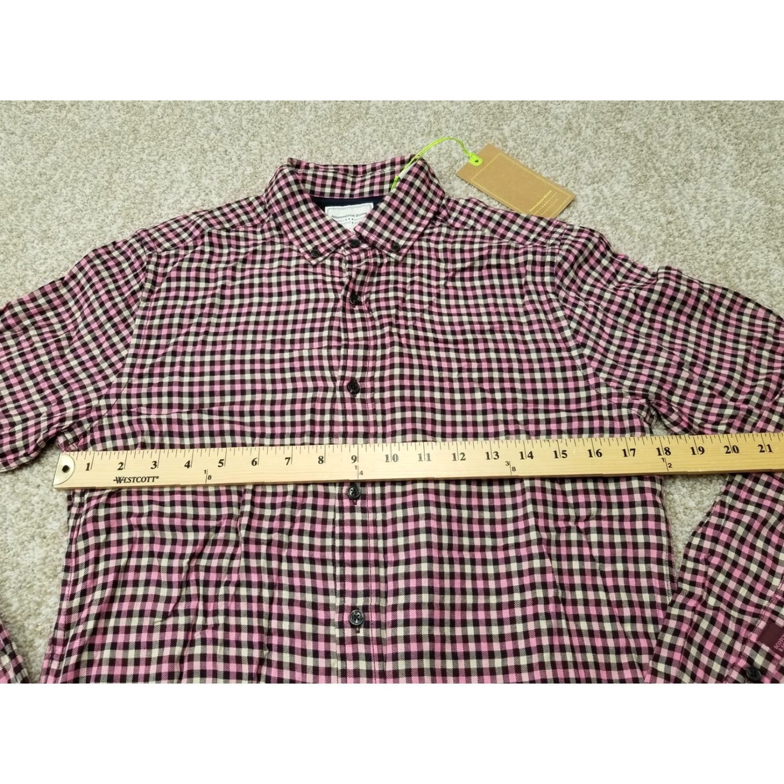 Scotch & Soda Scotch & Soda Shirt Men S Pink Black Check 100% Viscose Amsterdam Blauw Size US S / EU 44-46 / 1 - 4 Thumbnail