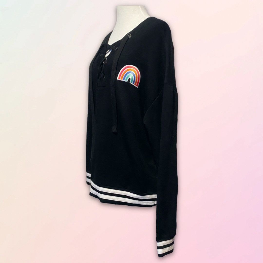 Other Custom, Rainbow Patchwork, Oversized, Lace Up Chest Sweater Size ONE SIZE - 1 Thumbnail