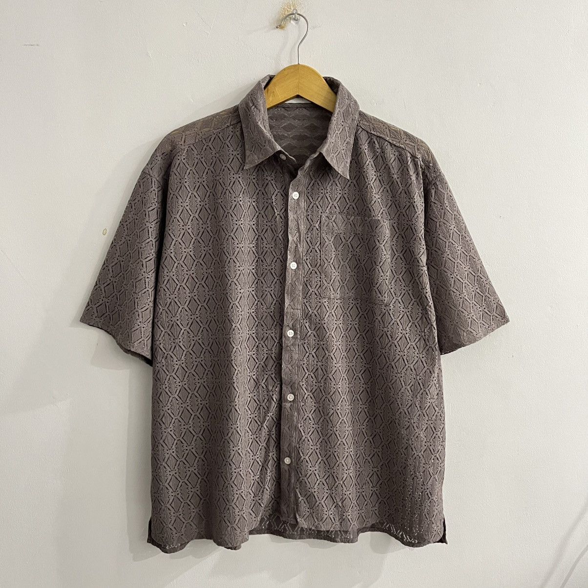 Issey Miyake Mono Mart - Corchet Oversized Button Up Shirt Size US M / EU 48-50 / 2 - 1 Thumbnail
