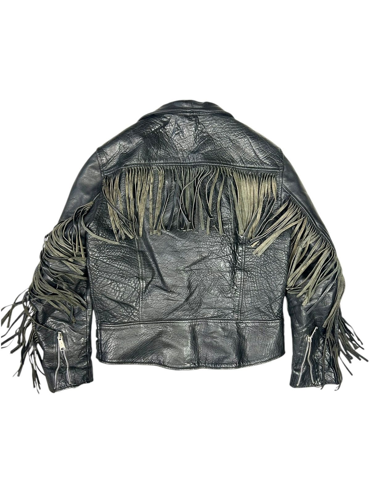 Levi's × Vintage Vintage Black Biker leather jacket with fringe Size US L / EU 52-54 / 3 - 2 Thumbnail