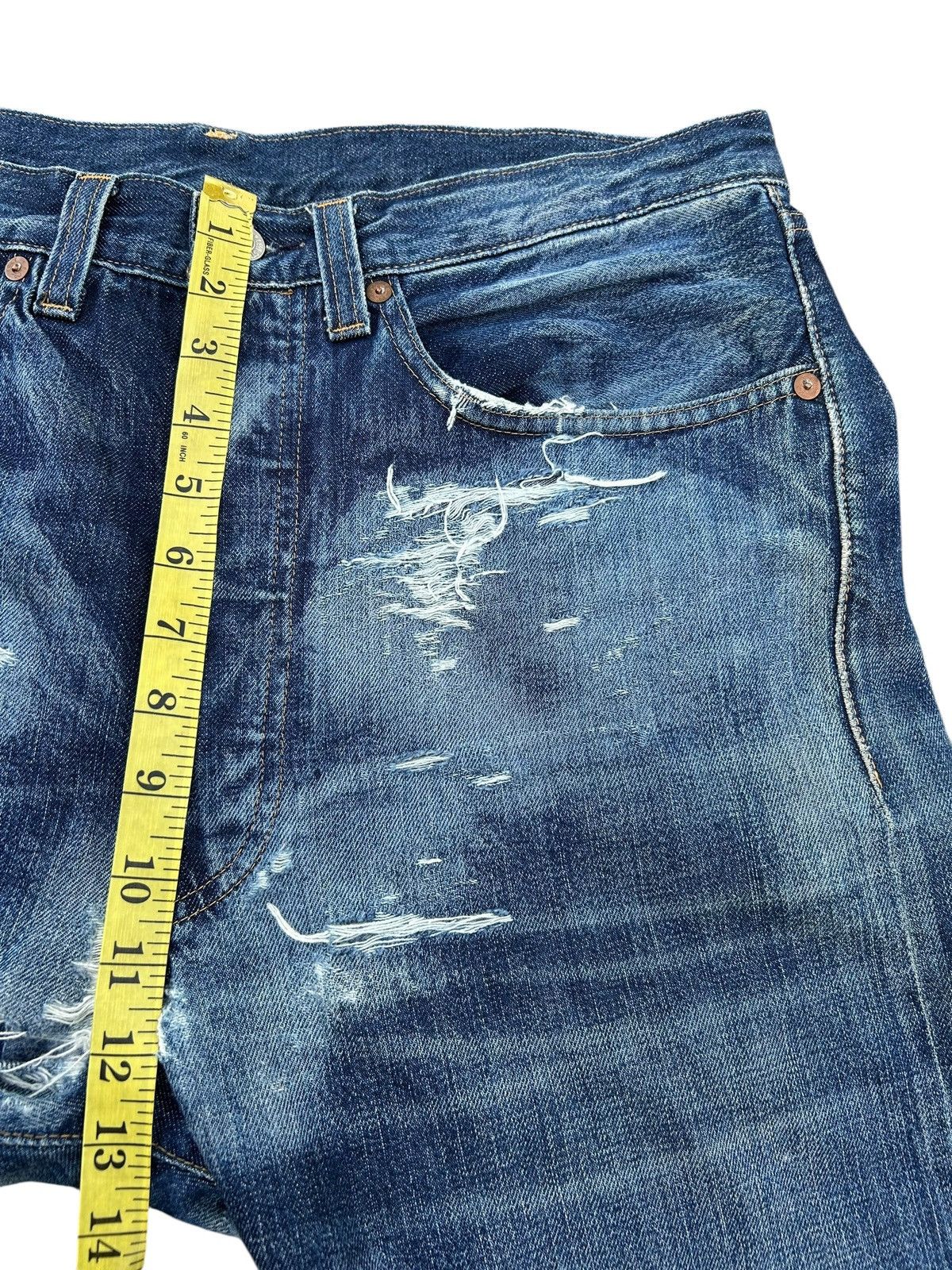 Kapital Thrashed Levis 501XX Big E Selvedge Distressed Denim Jeans Size US 35 - 20 Thumbnail
