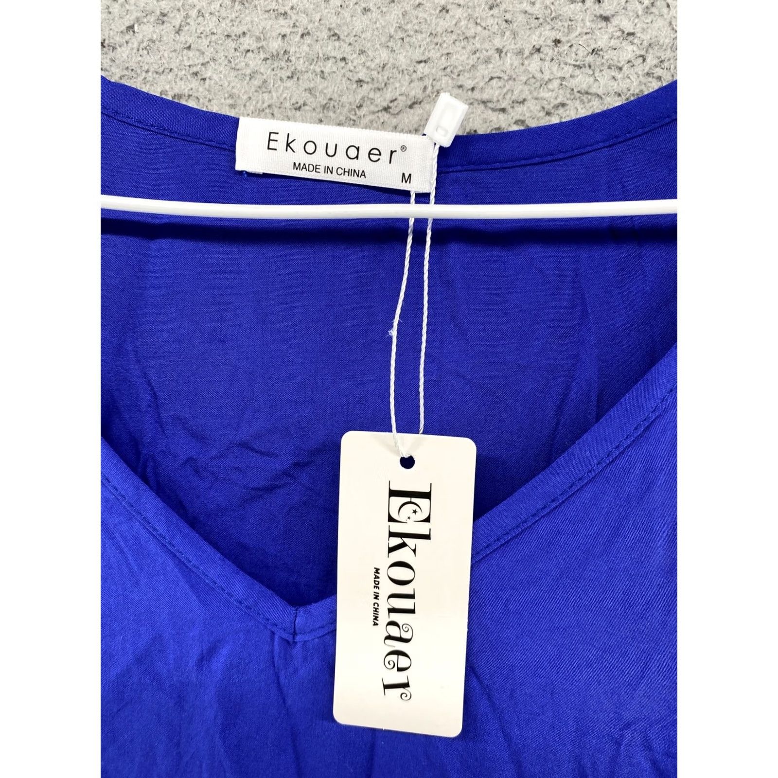 Vintage Ekouaer Women's V-Neck Loungewear Short Sleeve Dress Blue M NEW Size 32" / US 10 / IT 46 - 3 Thumbnail