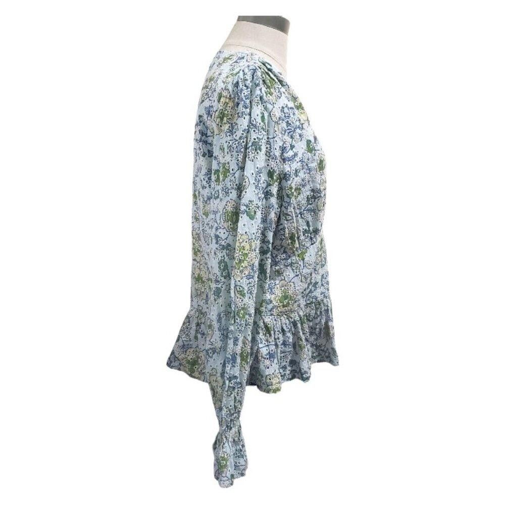 7 For All Mankind CT1744 7 For All Mankind Embroidered Poplin Sleeve Top L Size L / US 10 / IT 46 - 4 Thumbnail