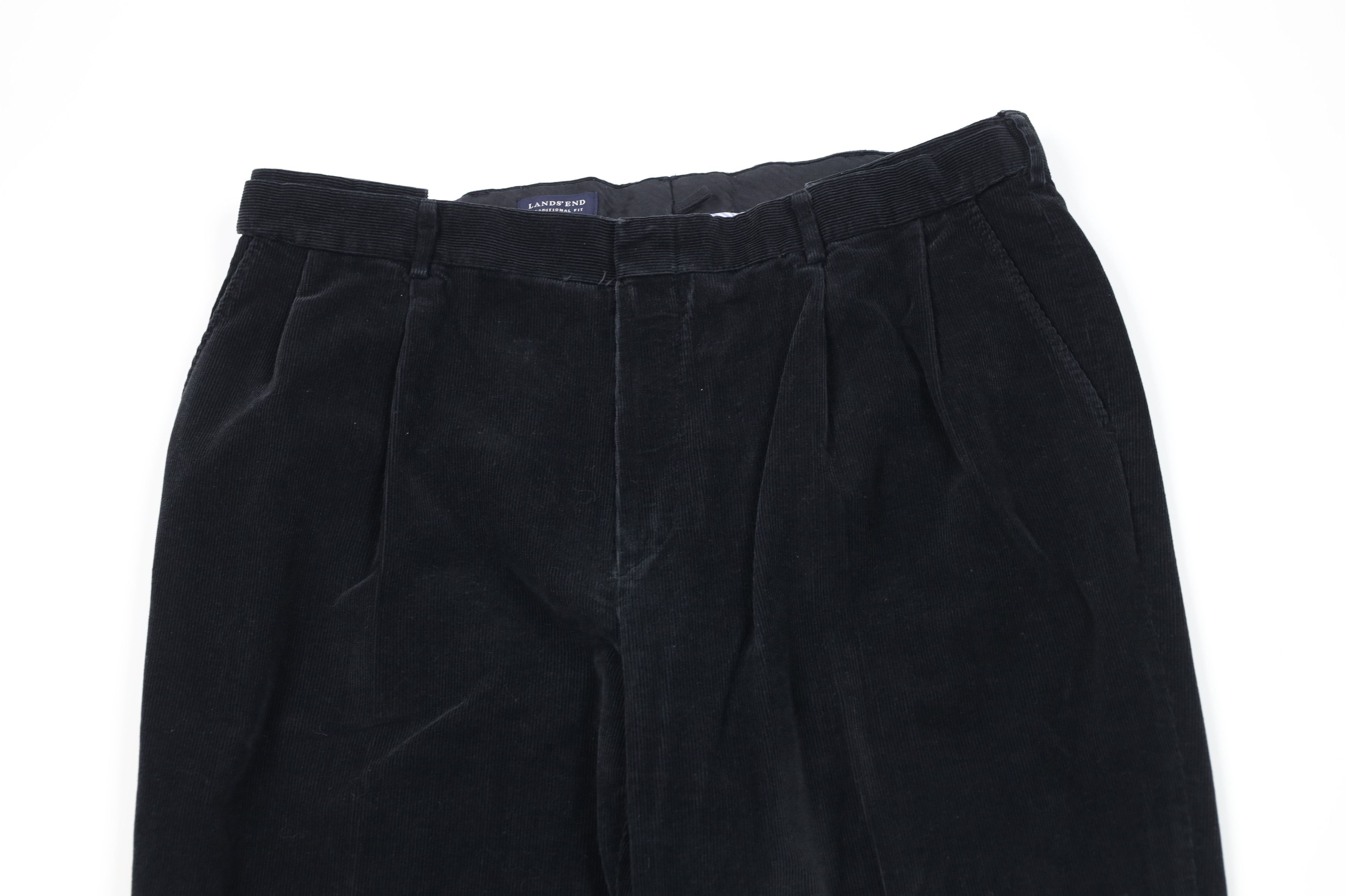Lands' End Vintage 90s Lands End Cuffed Wide Leg Corduroy Pants Black Size US 38 / EU 54 - 2 Thumbnail