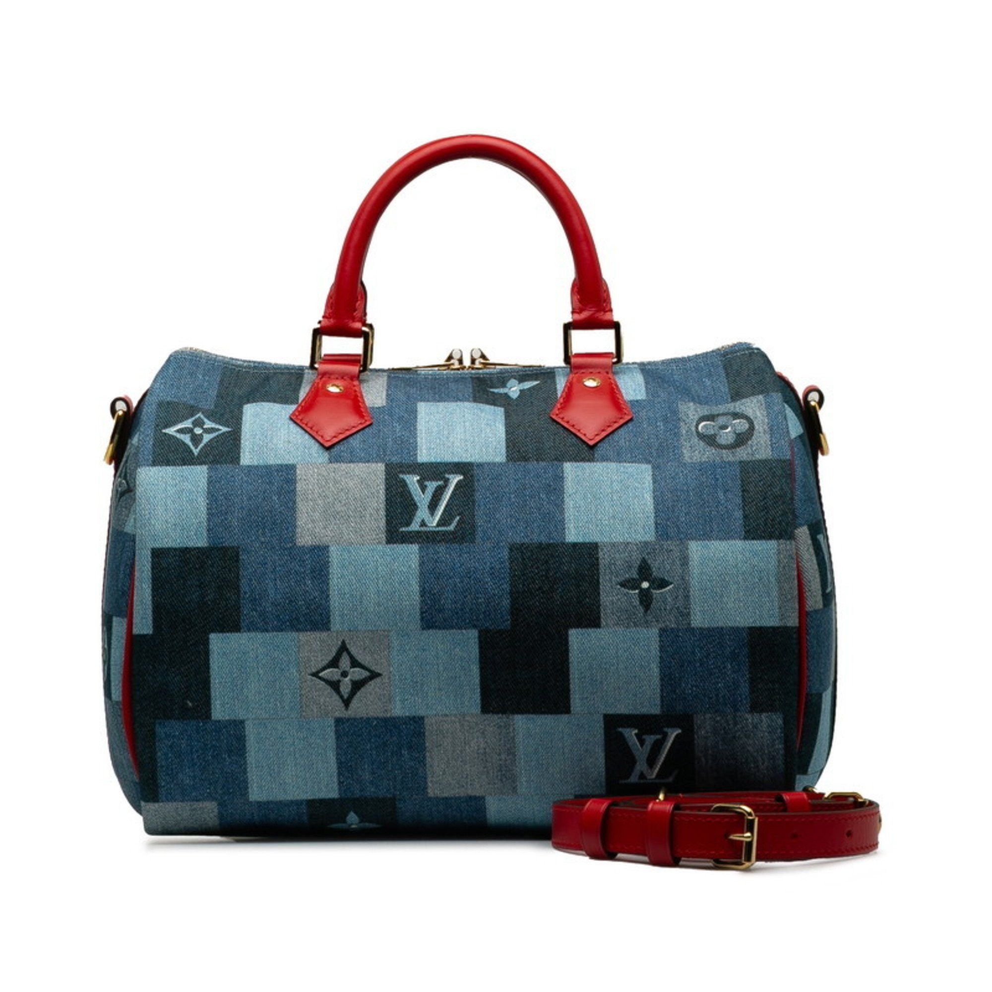 Louis Vuitton Monogram Denim Speedy Bandouliere 30 Square