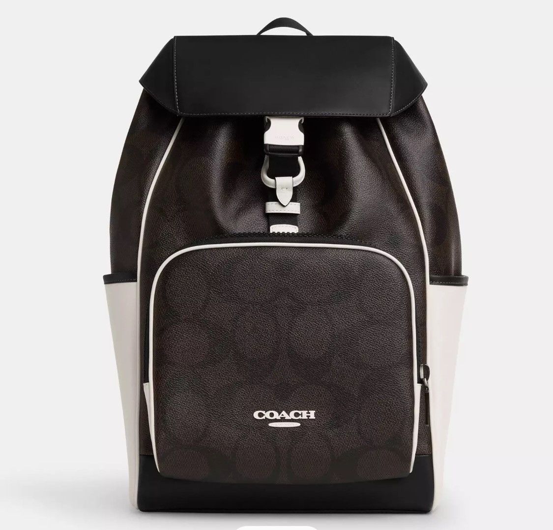 Coach NWT COACH Racer Backpack In Blocked Signature Canvas Size ONE SIZE - 6 Thumbnail