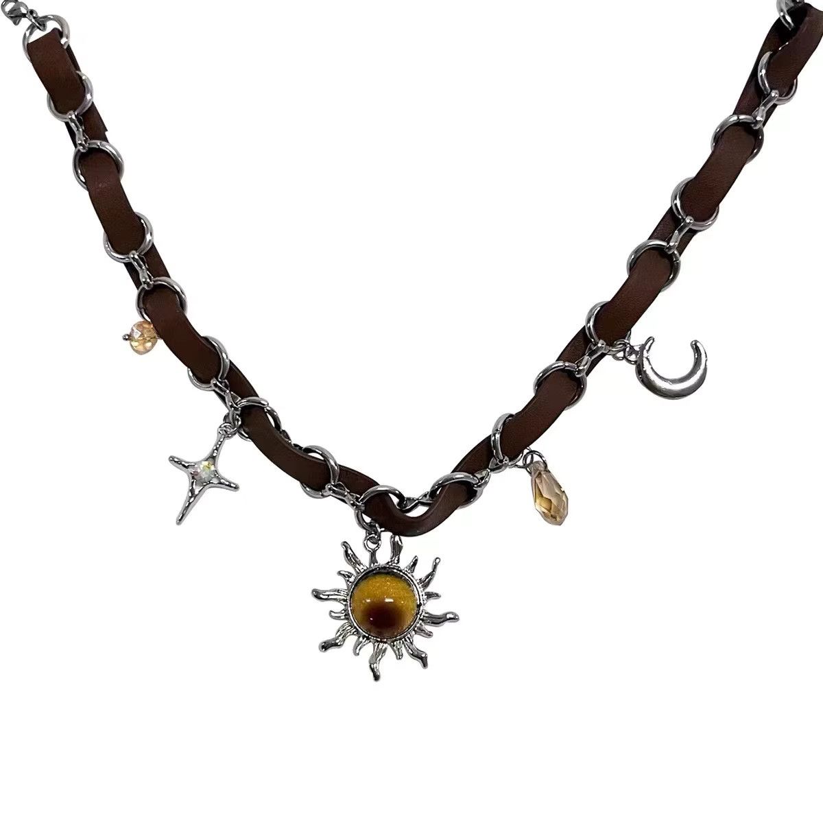 Jewelry Korean Charm Aesthetic Crystal Sun Pendant Necklace Size ONE SIZE - 2 Thumbnail