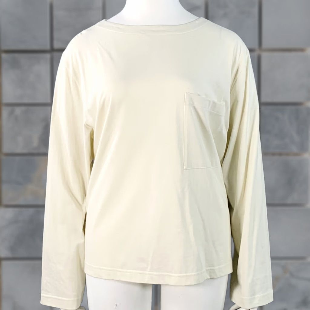 The Row THE ROW Size L Beige Cotton Oversized One Pocket Scoop Neck Pullover Size L / US 10 / IT 46 - 1 Thumbnail