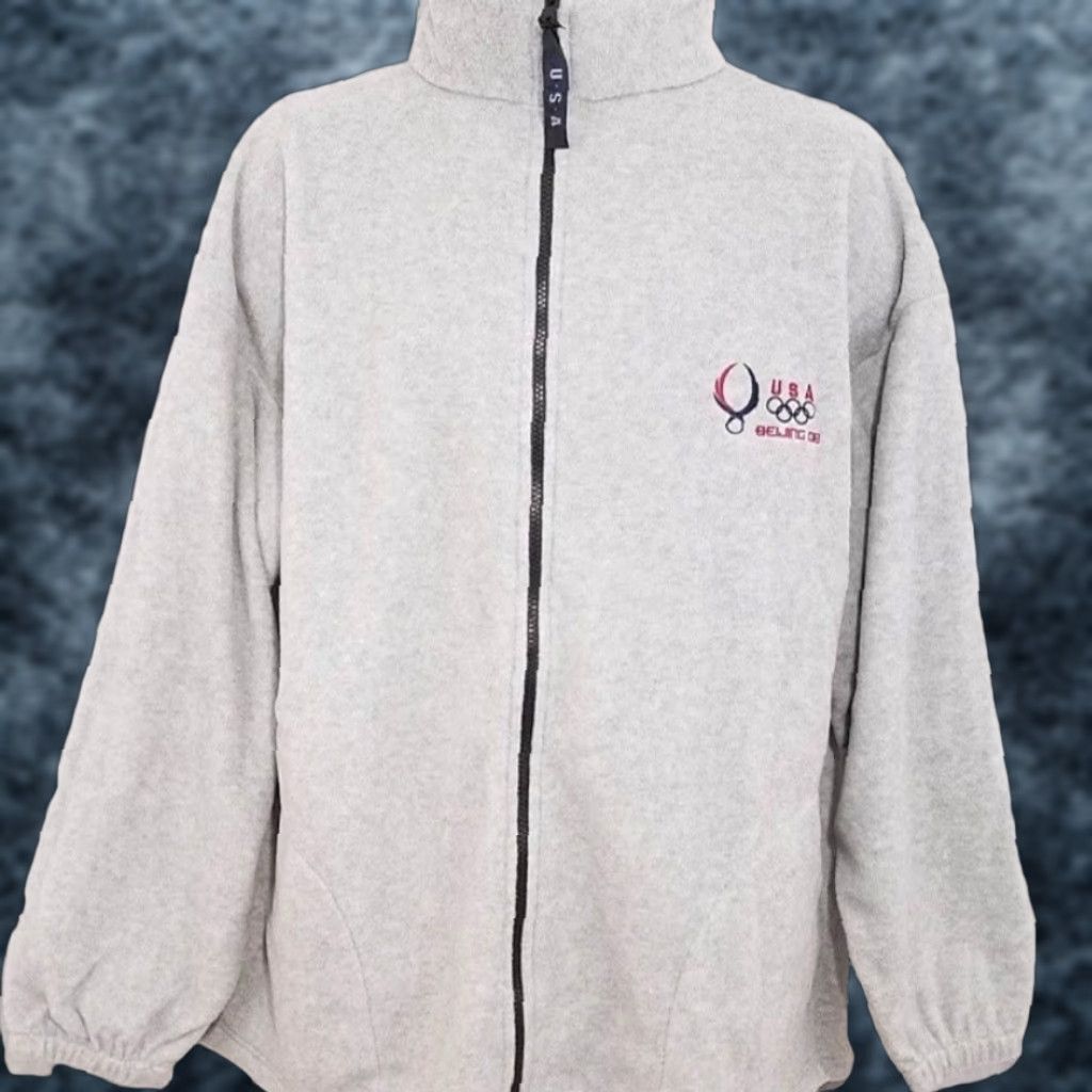 Vintage VINTAGE USA Olympic Beijing 2008 Fleece Jacket Full Zip Made In USA Mens XL Gray Size US XL / EU 56 / 4 - 1 Thumbnail