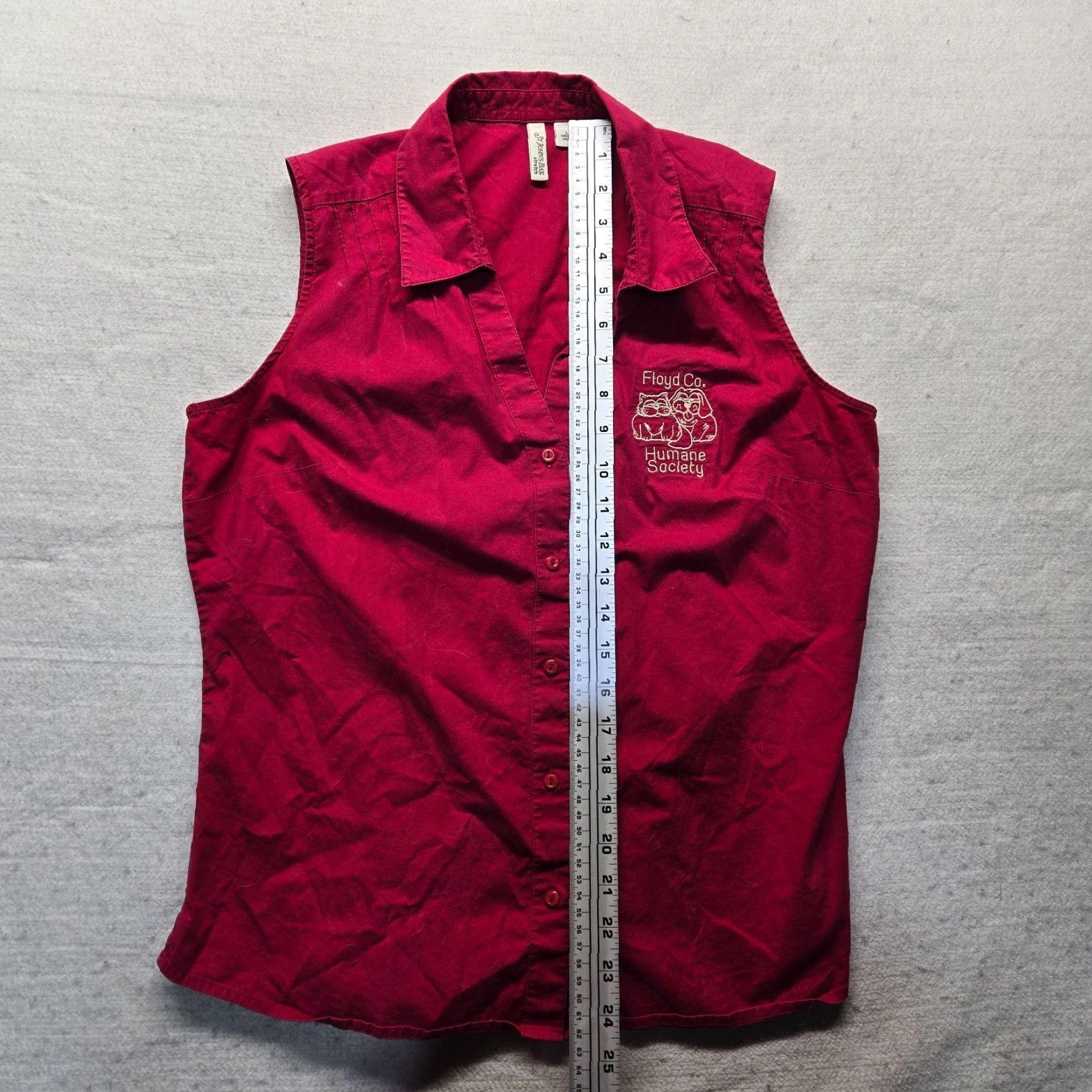 CO VINTAGE Floy Co Humane Society Virginia Red Sleeveless Button-Up Shirt Women L Cotton Casual Size L / US 10 / IT 46 - 6 Thumbnail