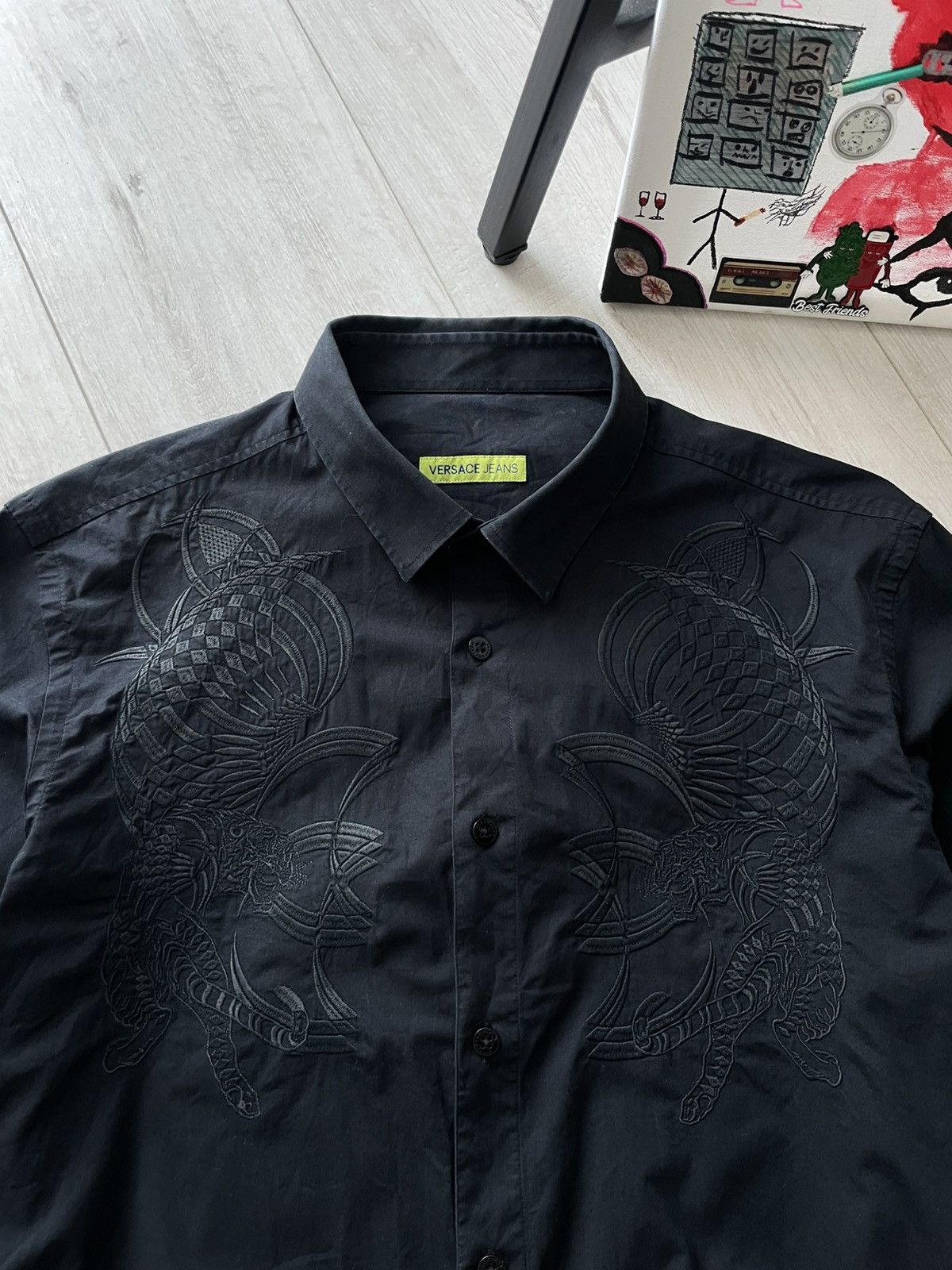 Versace Jeans Couture Versace Jeans Black Tiger Shirt Button Up Long Sleeve RARE Size US M / EU 48-50 / 2 - 2 Thumbnail