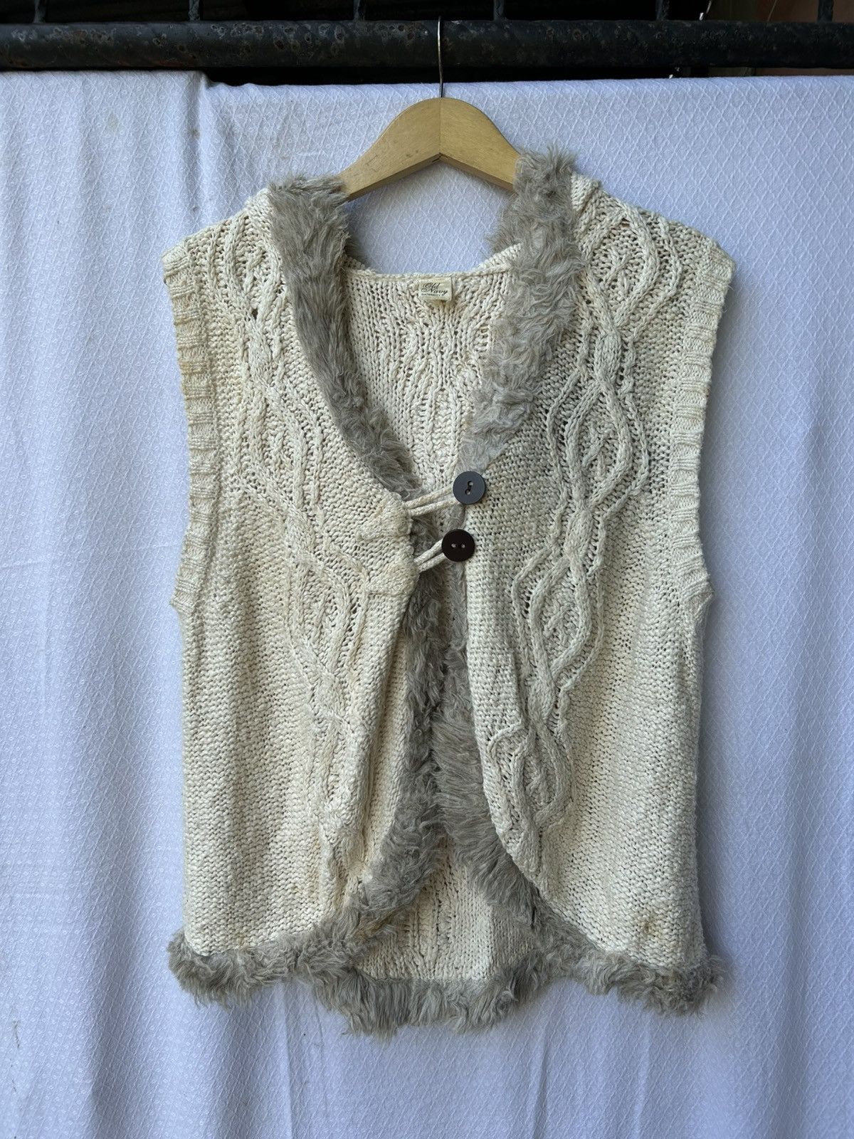 Japanese Brand Old navy vest fur cardigan hooded knit styled Size US L / EU 52-54 / 3 - 1 Thumbnail