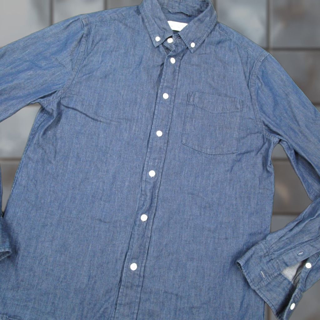 Saturdays NYC Saturdays NYC Shirt Button-Down Long Sleeve Mens Small Blue Chambray Cotton Pocket Button-Up Collared Casual Travel All Seasons Lightweight Breathable Size US S / EU 44-46 / 1 - 1 Thumbnail