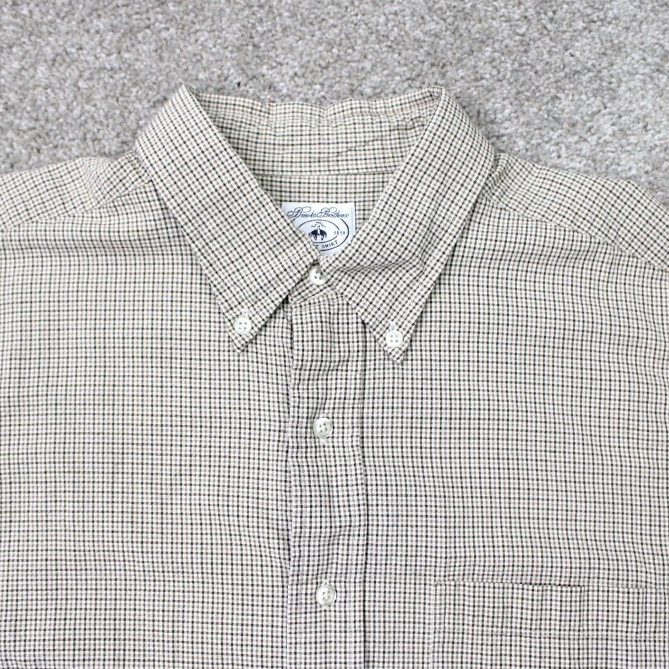 Brooks Brothers Brooks Brothers Sport Shirt Mens Large Beige/Black Cotton Short Sleeve Button-Up Shirt Size US L / EU 52-54 / 3 - 6 Thumbnail
