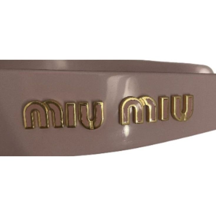 Miu Miu Womens Light Pink Logo Headband With Gold Lettering