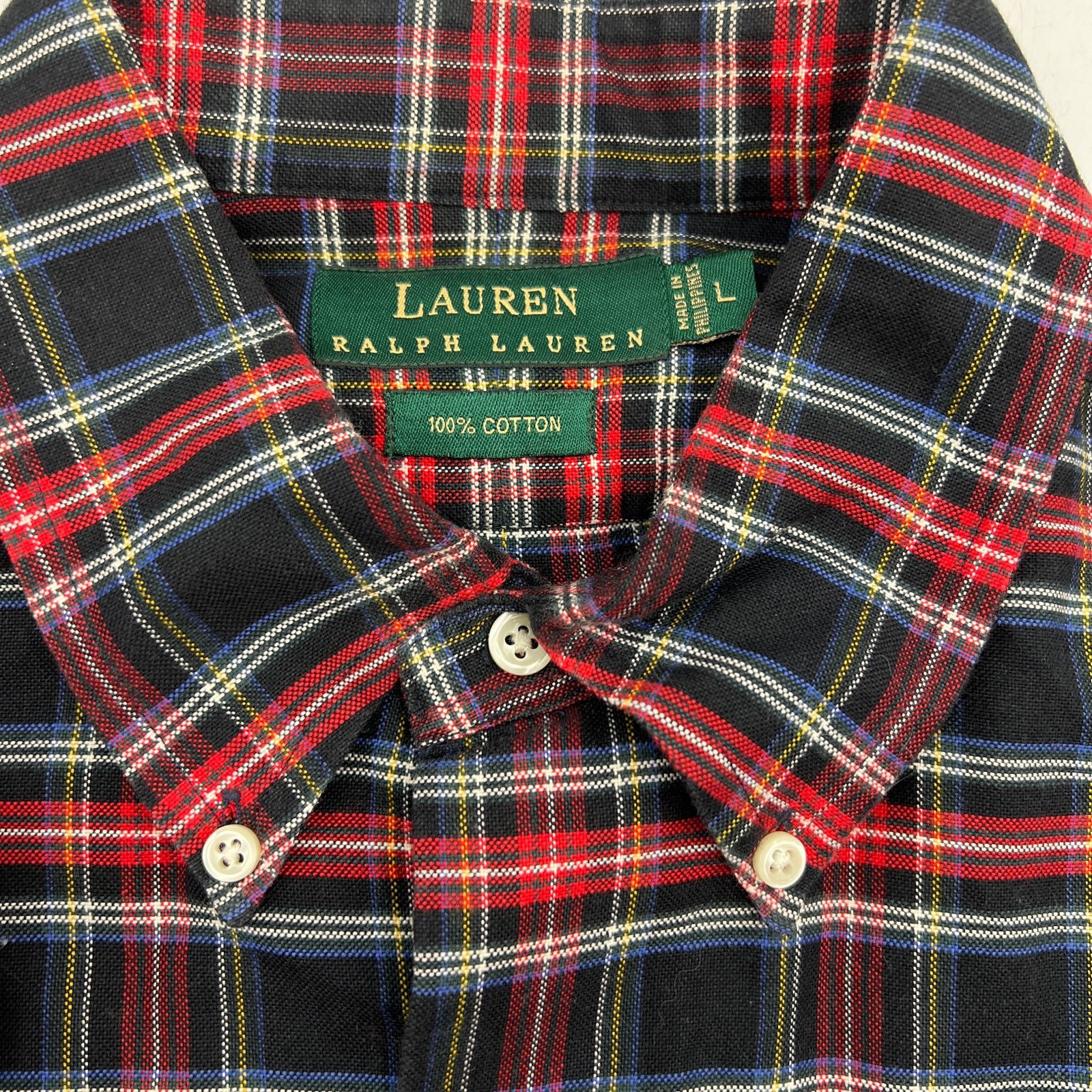 Lauren Ralph Lauren × Vintage Lauren Ralph Lauren Black Plaid Button Down Shirt Size US L / EU 52-54 / 3 - 3 Thumbnail