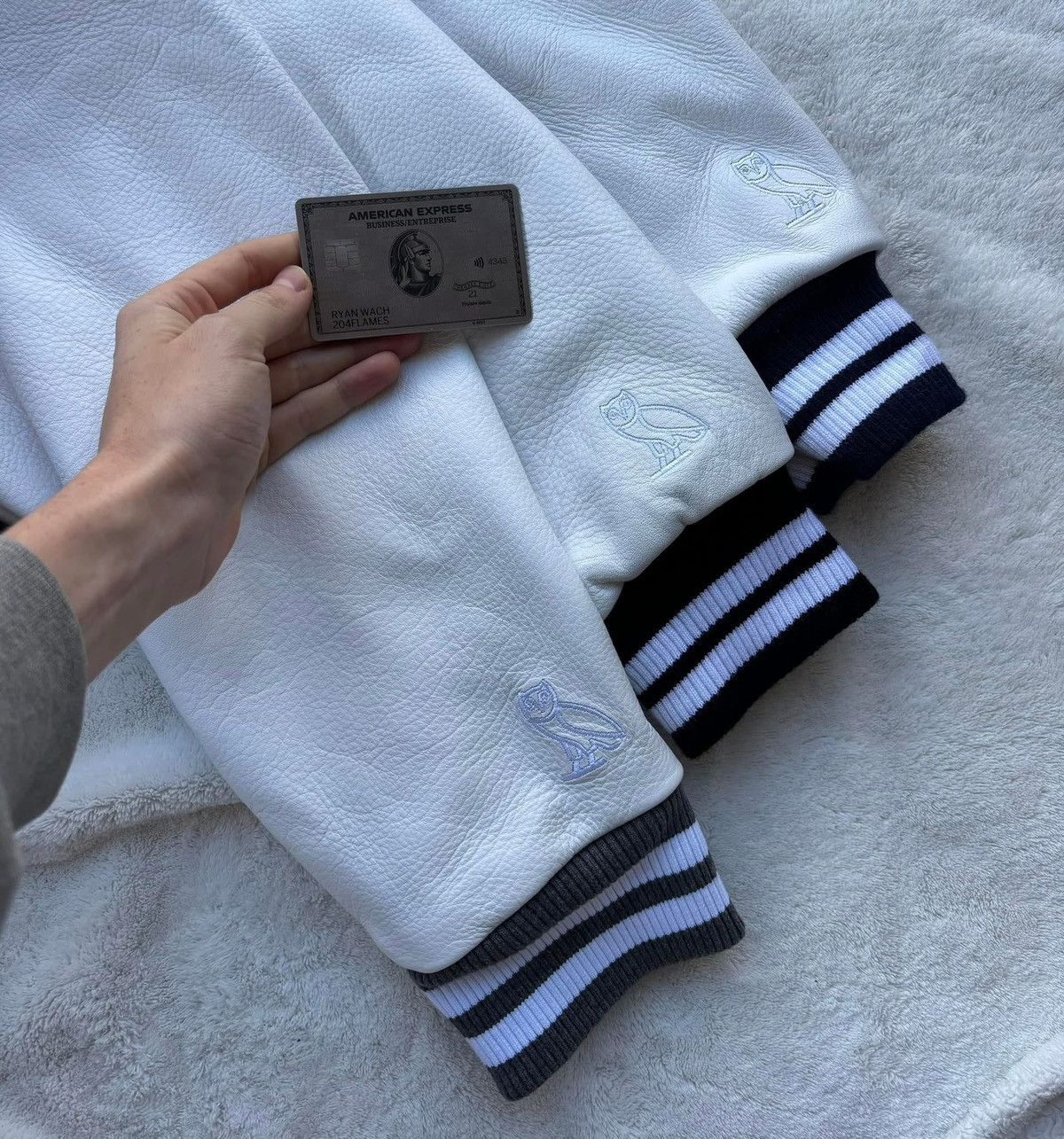 October's Very Own OVO Navy Wool / Leather Varsity Jacket Size US L / EU 52-54 / 3 - 2 Thumbnail