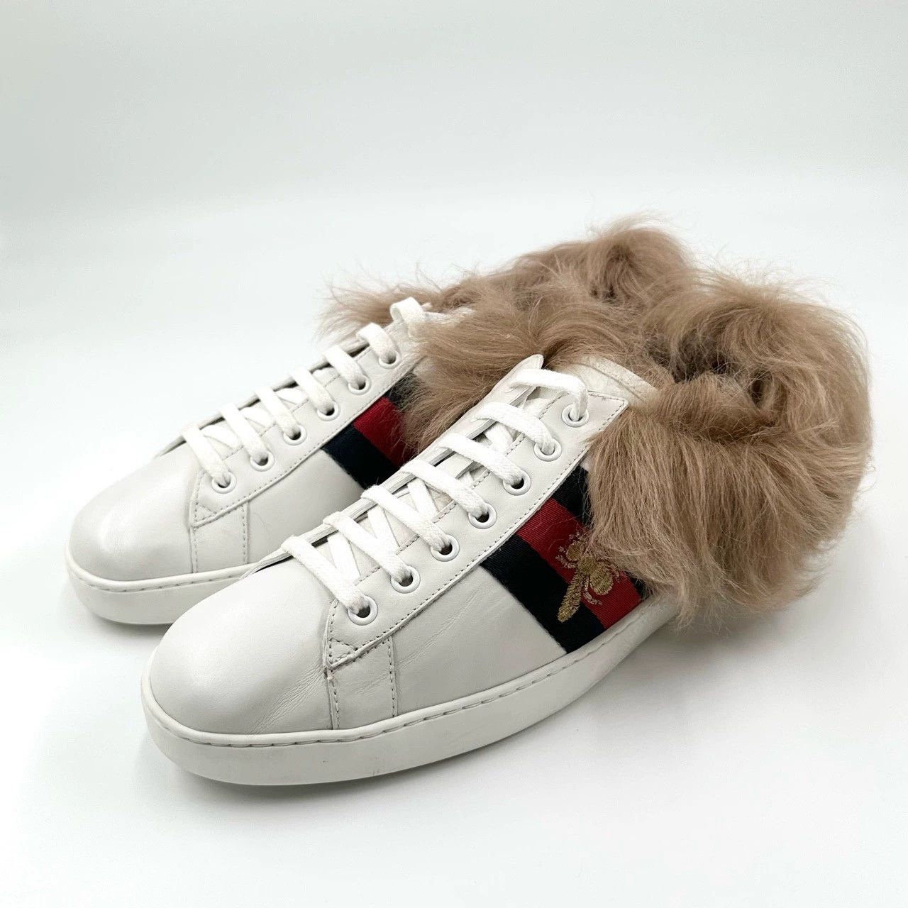Gucci 98% New! Gucci Ace Bee Embroidered Plush White Sneakers Size US 10 / EU 43 - 2 Thumbnail