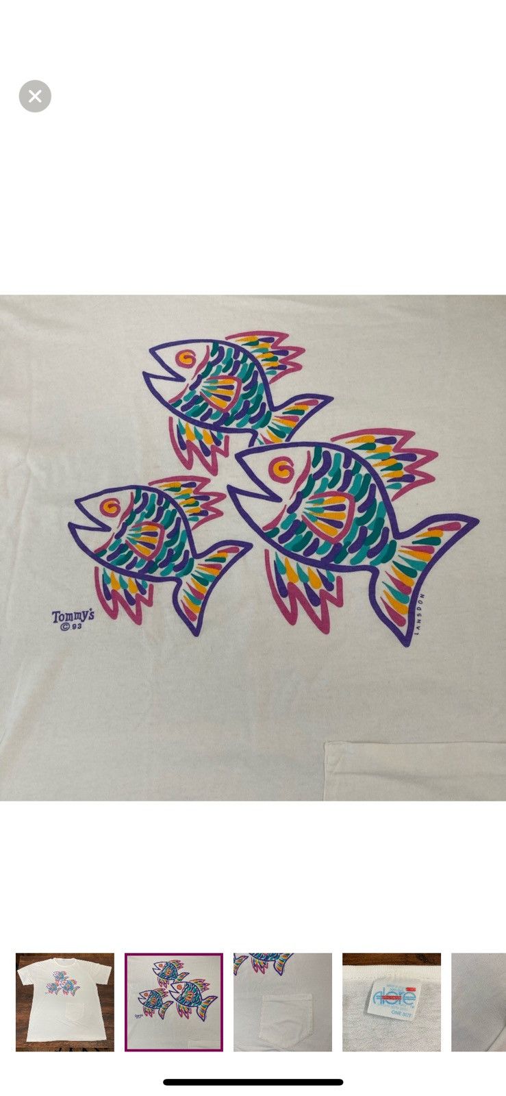 Vintage Vintage TOMMY’S 1993 Fish Design Oversize Tee Size ONE SIZE - 2 Thumbnail