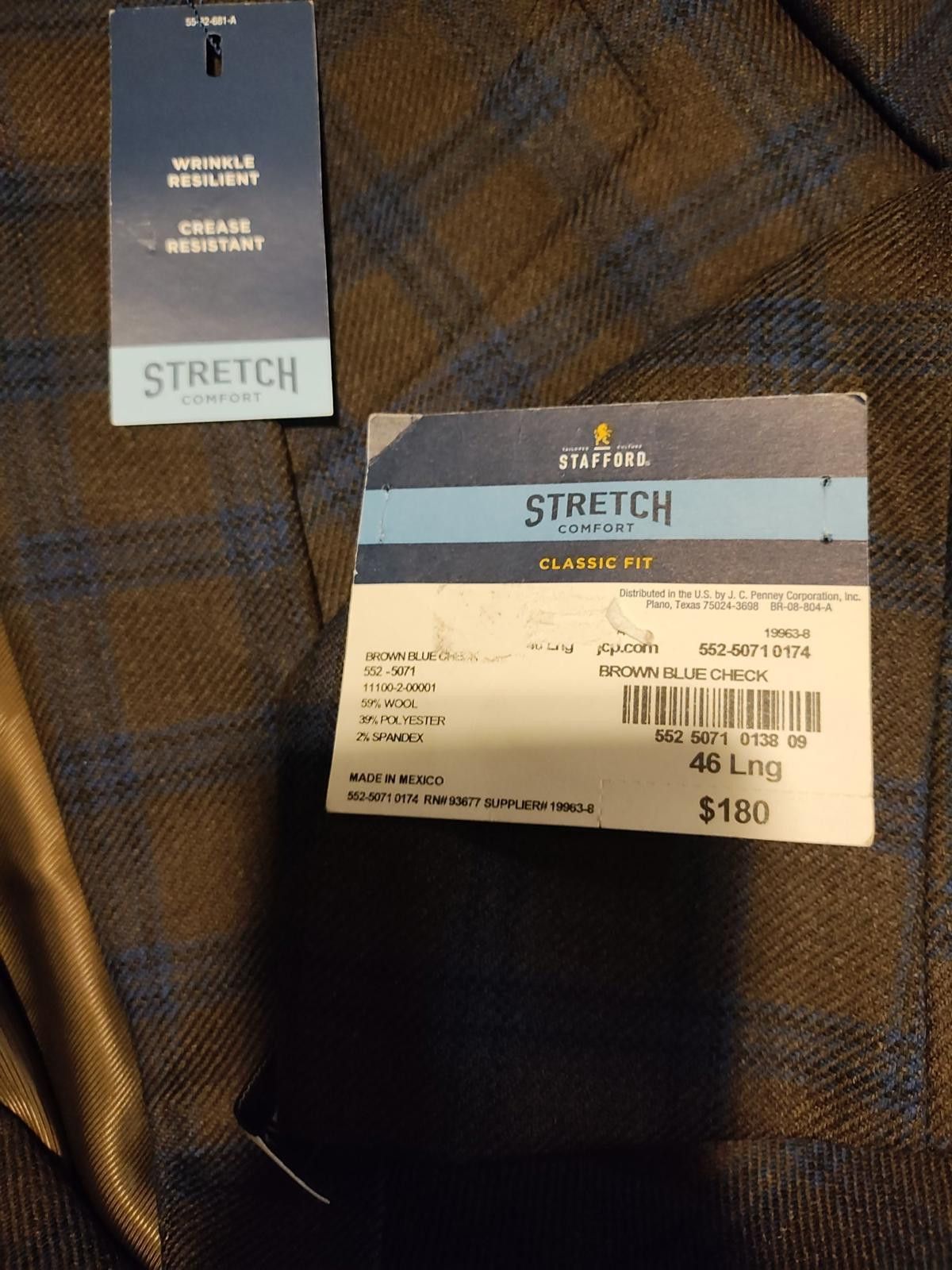 Stafford Stafford Merino Wool Sport Coat Classic Plaid Men's Blazer Size 46L - 6 Thumbnail