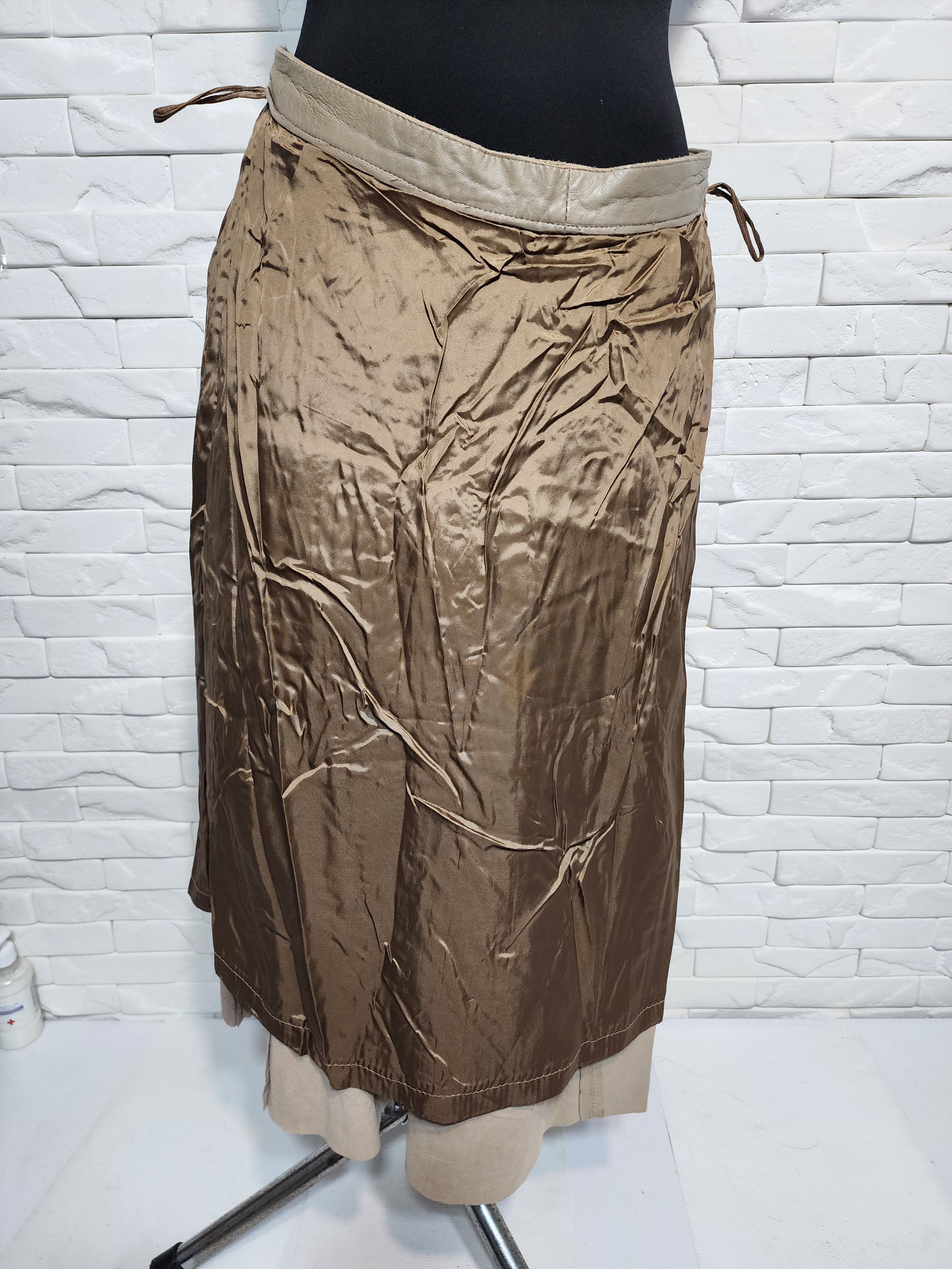 Other Beige Leather Skirt: Flared Skirt. Size 31" - 8 Thumbnail