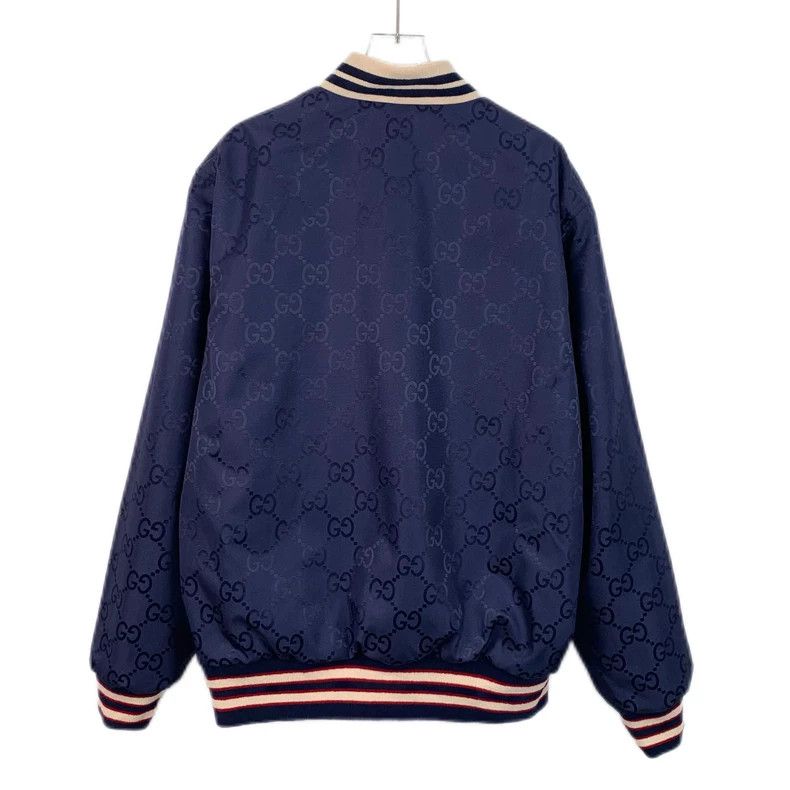 Gucci Gucci Dark blue dark pattern logo full print zipper basebal Size US L / EU 52-54 / 3 - 2 Thumbnail